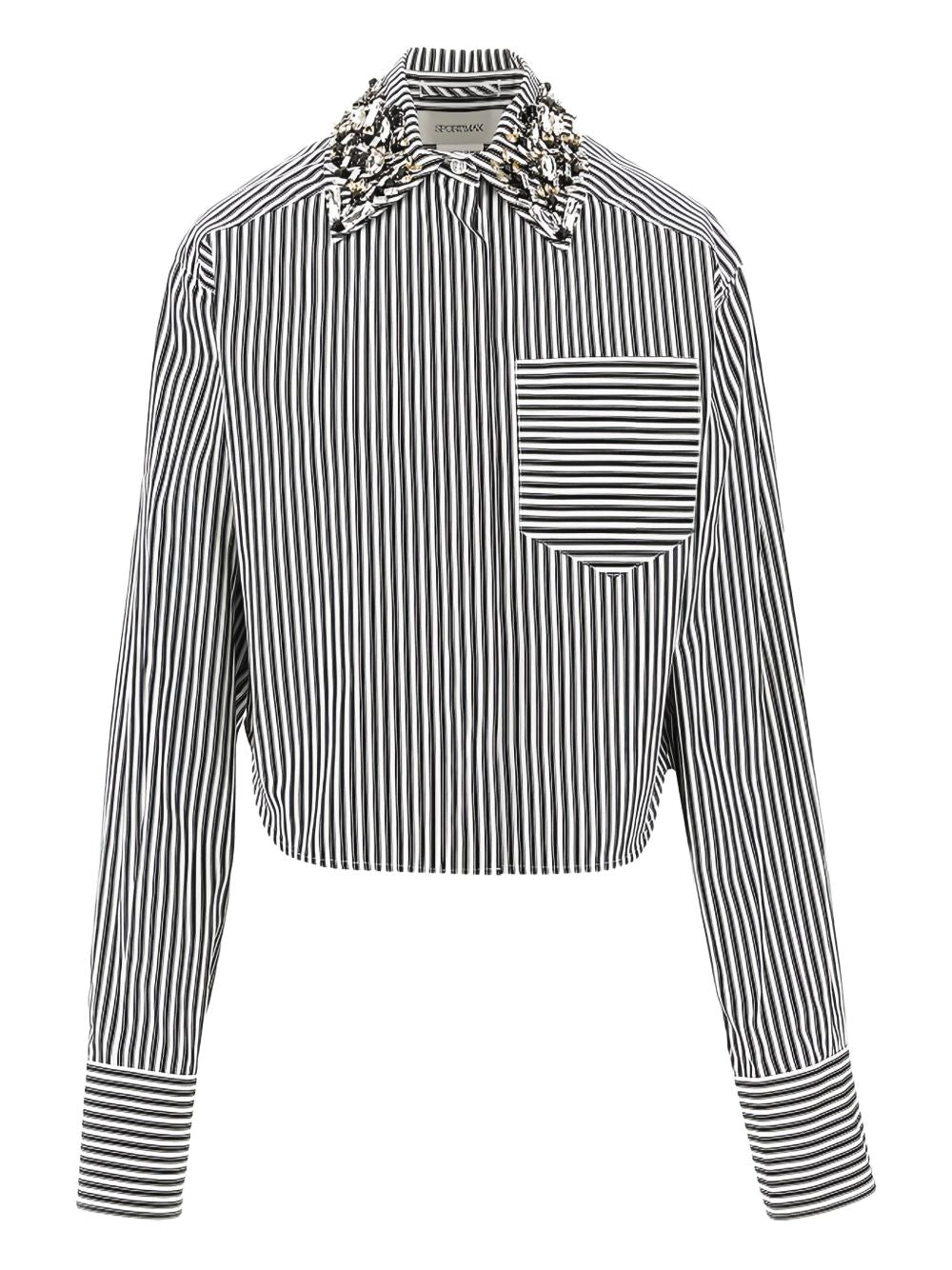 Sportmax Camicia a righe con colletto decorato