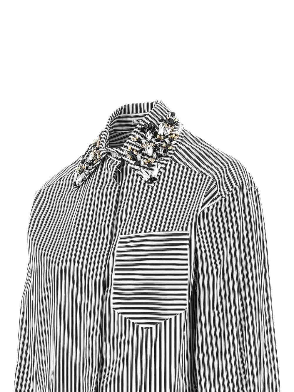 Sportmax Camicia a righe con colletto decorato, view 2
