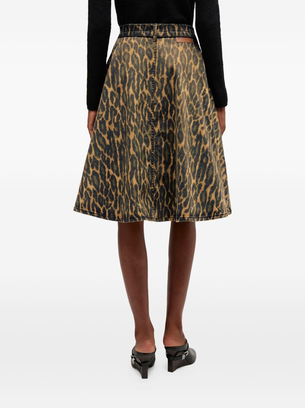 Ganni Gonna midi leopardata con cintura, view 2