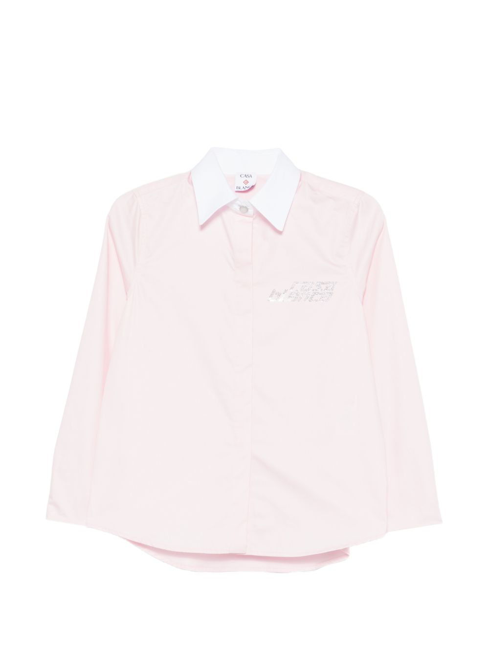 CASABLANCA Camicia con logo strass in cotone rosa