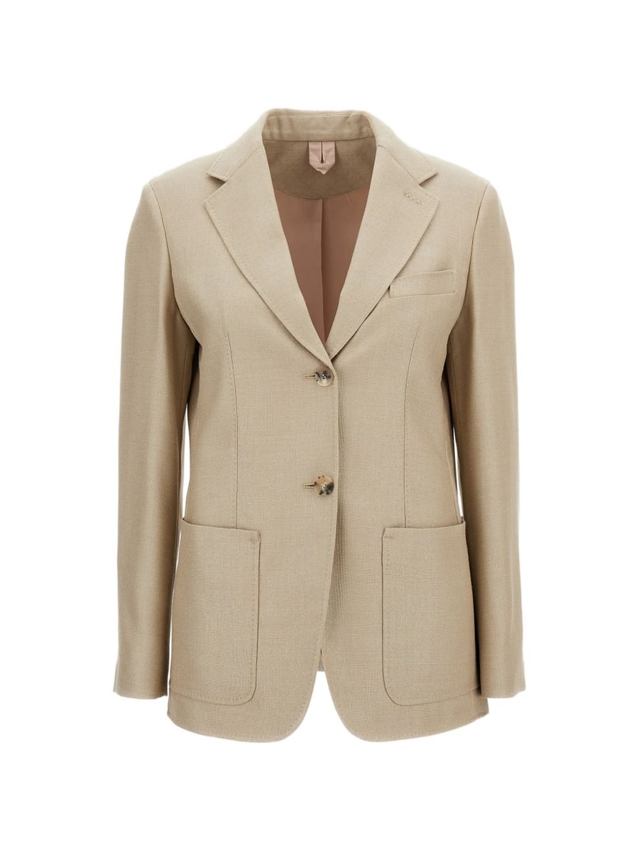 Max Mara Giacca Pesche beige in lana e seta