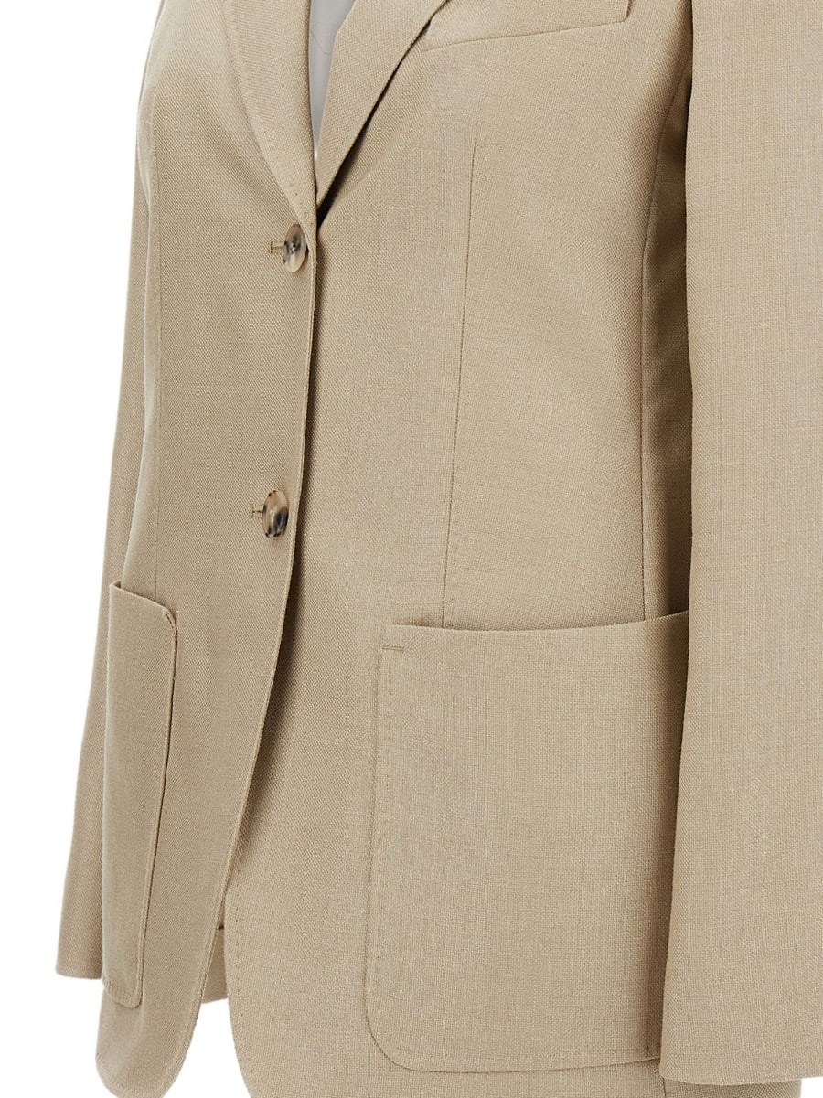 Max Mara Giacca Pesche beige in lana e seta, view 3