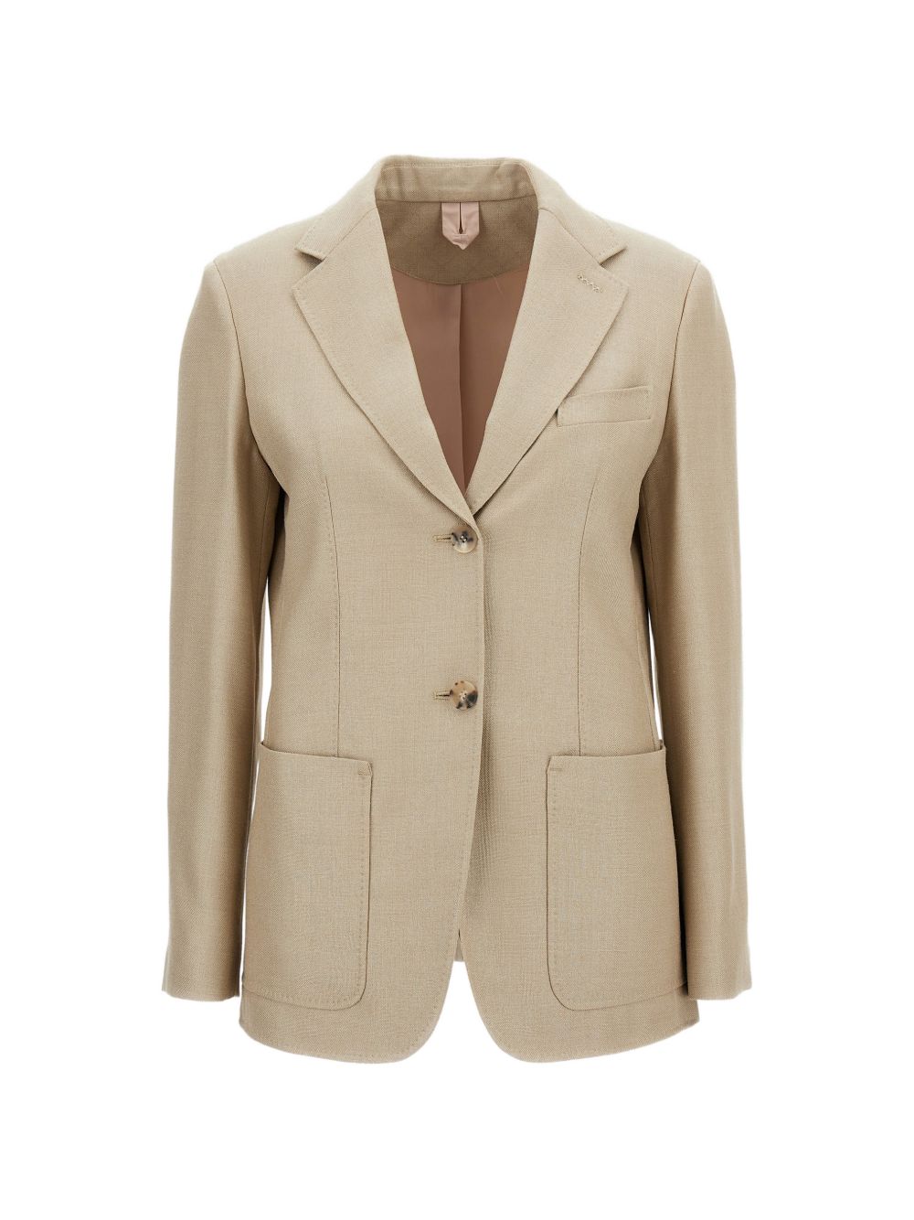 Max Mara Giacca Pesche beige in lana e seta