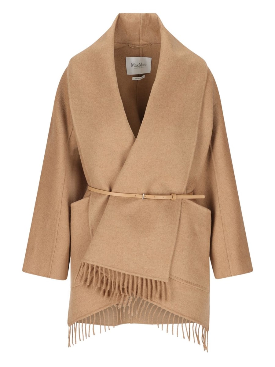Max Mara Cappotto corto Abilita beige con sciarpa, view 2