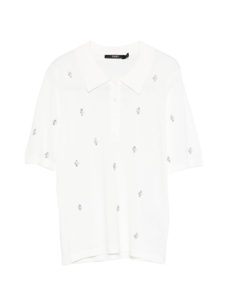 SEVENTY Polo bianca con strass