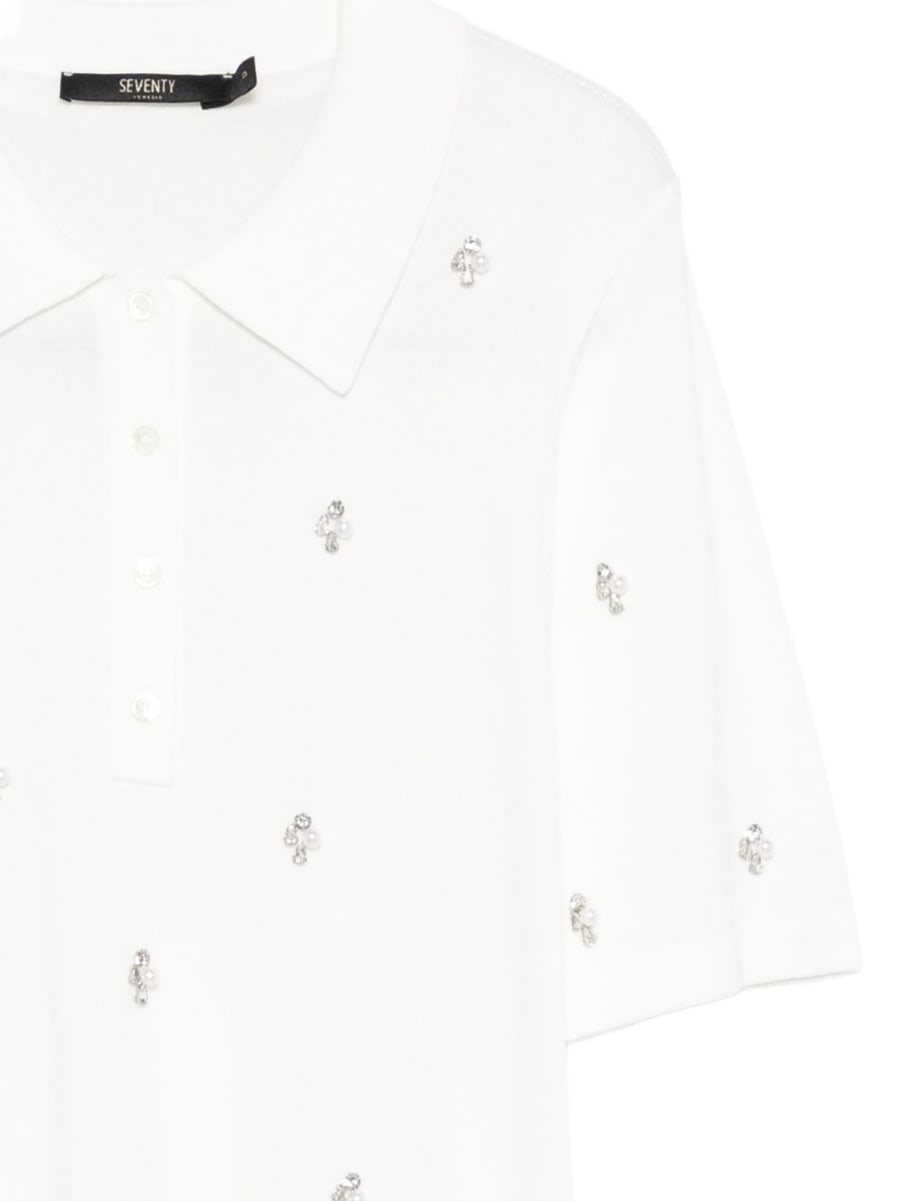 SEVENTY Polo bianca con strass, view 3