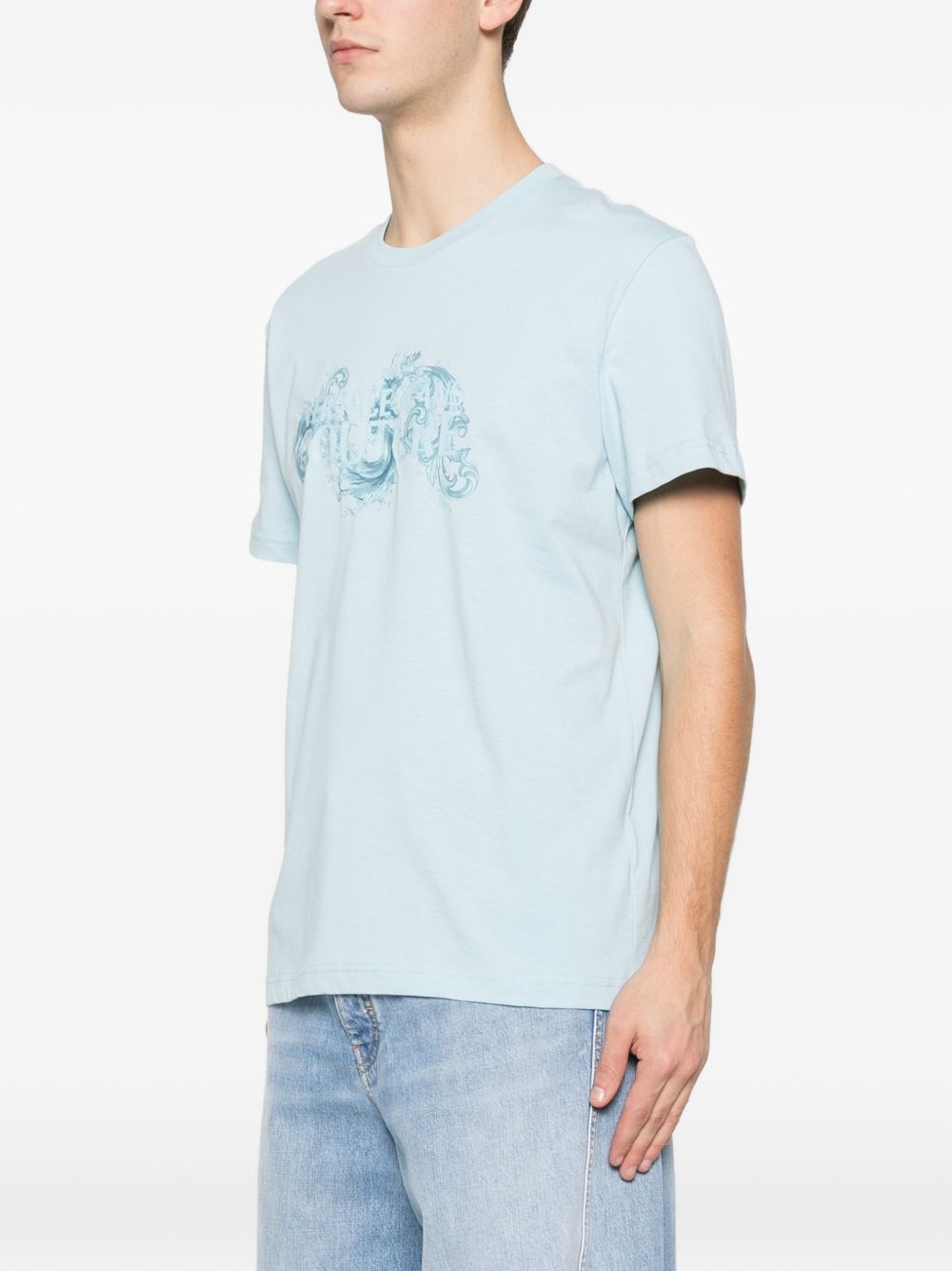 VERSACE JEANS COUTURE T-shirt in cotone azzurro, view 2