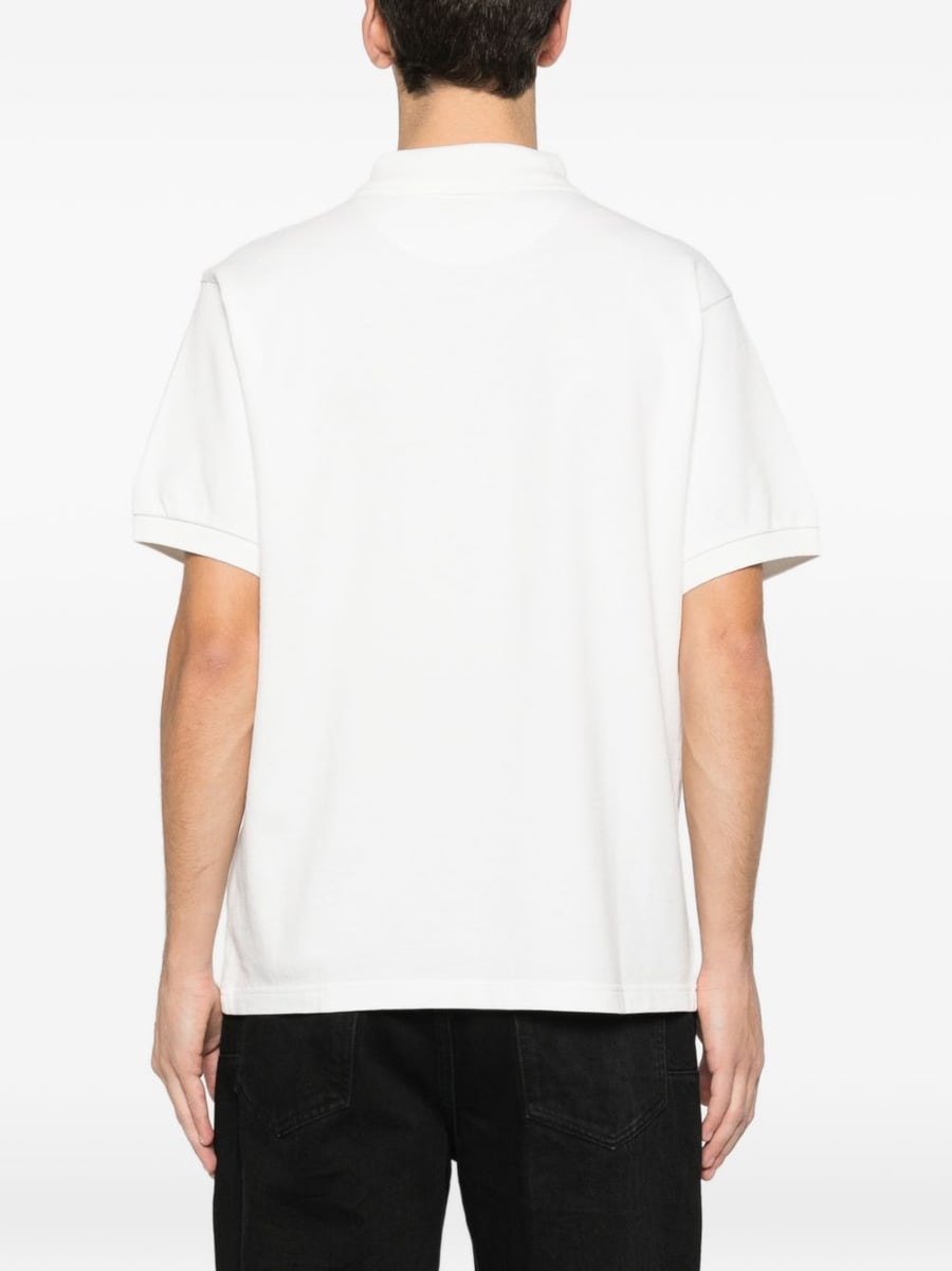 KENZO Polo in cotone bianco con patch tigre, view 2