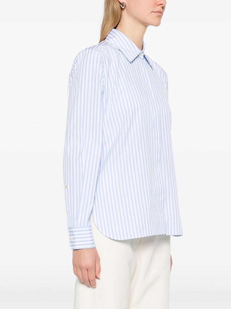 Max Mara Camicia di cotone celeste a righe bianche, view 5