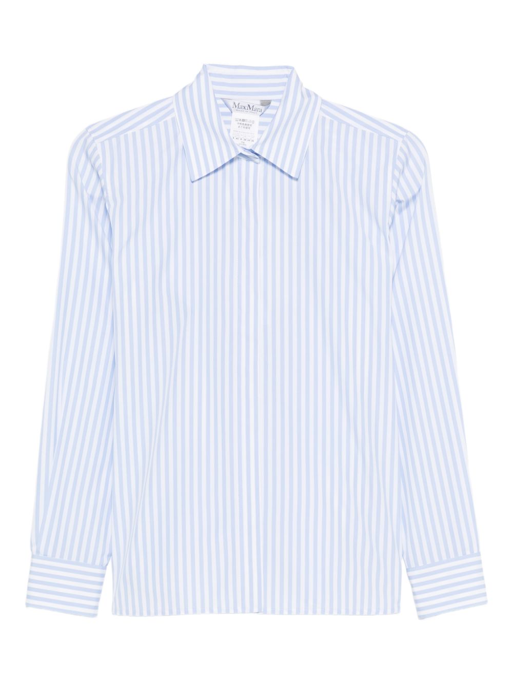 Max Mara Camicia di cotone celeste a righe bianche