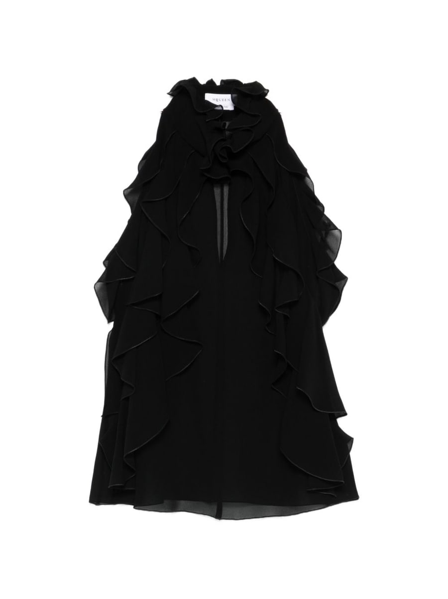 Alexander McQueen Top in seta nera con scollo halter