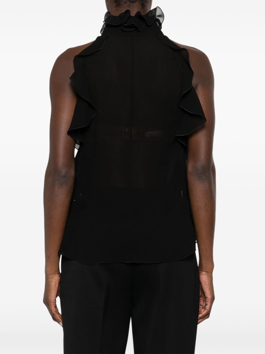 Alexander McQueen Top in seta nera con scollo halter, view 5