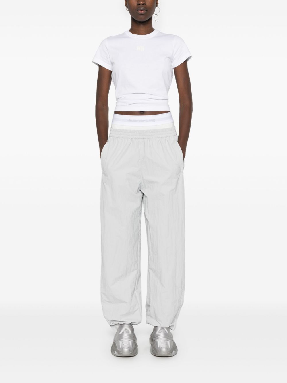 ALEXANDER WANG T-shirt bianca con logo a maniche corte, view 2