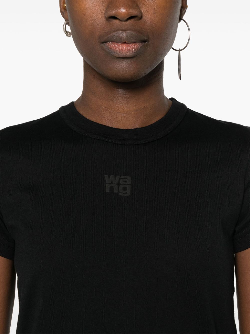 ALEXANDER WANG T-shirt nera con logo, view 2