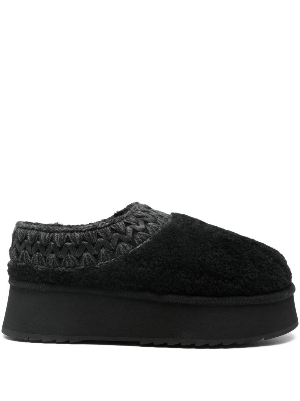 Mou Sabot Platform Clog Curly Sheepskin Mou
