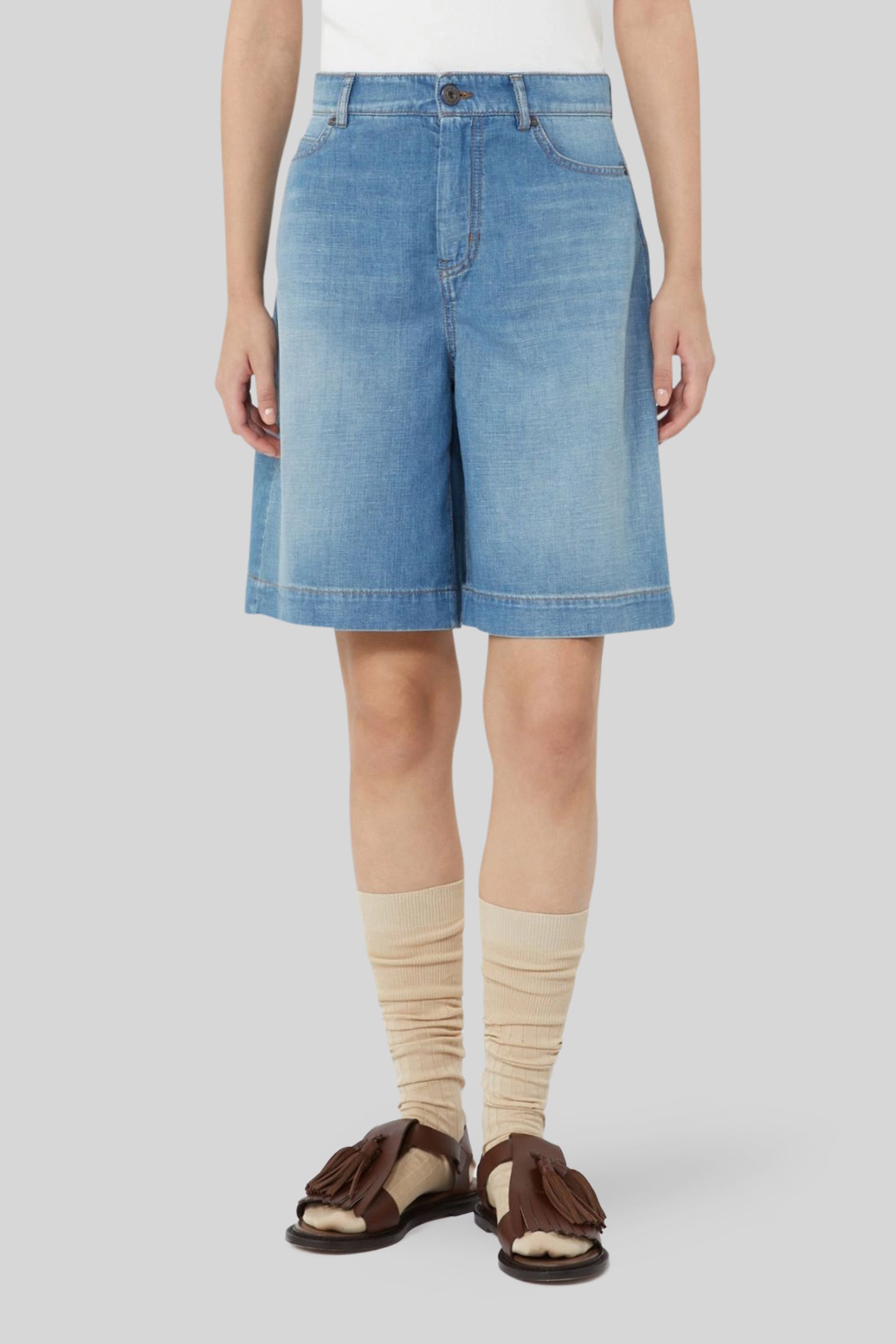 Weekend Max Mara Max Mara Weekend Bermuda In Denim Ozono Blu Chiaro Donna