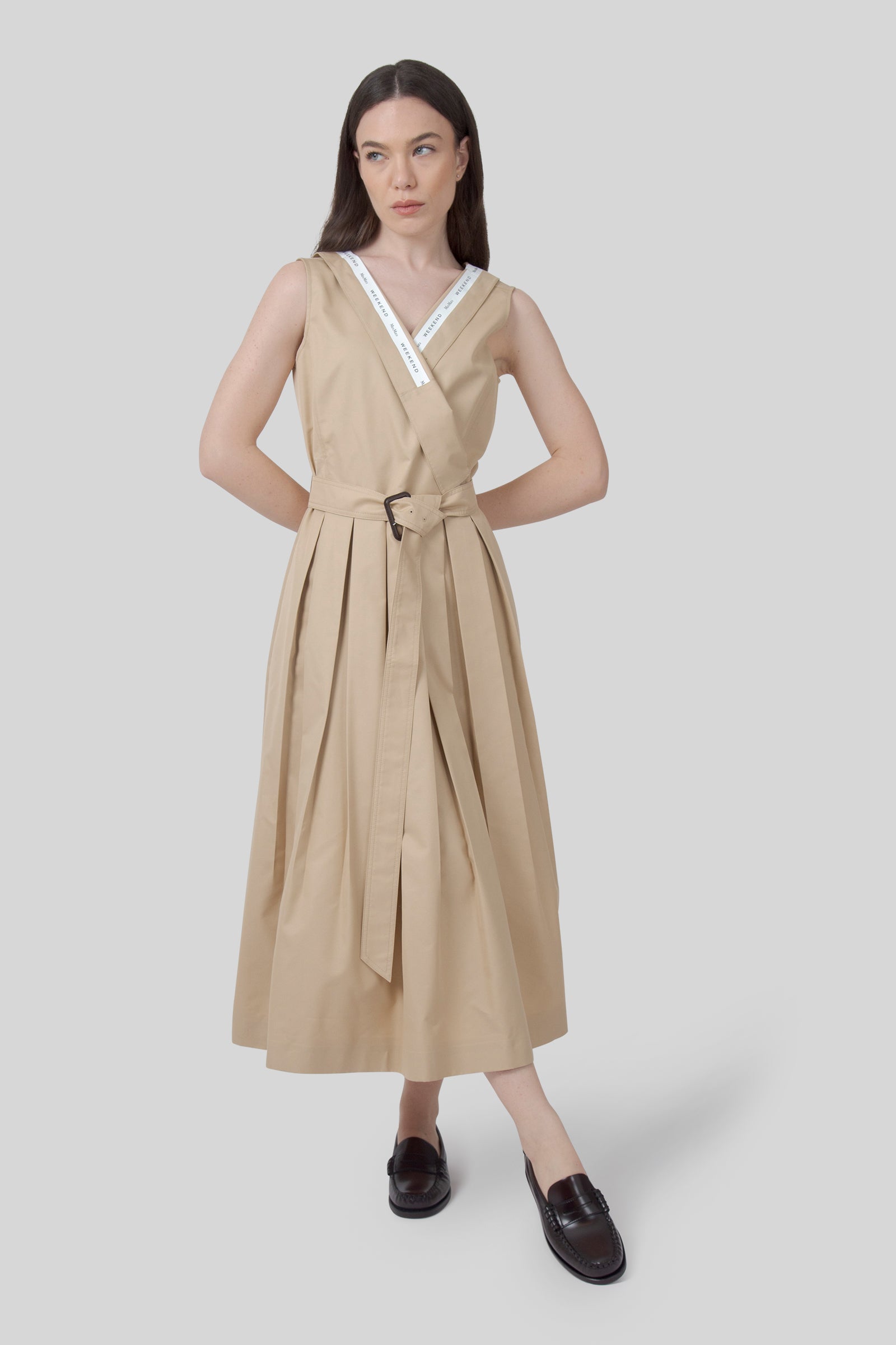 Weekend Max Mara Max Mara Weekend Abito Cono In Gabardina Antigoccia Beige Donna
