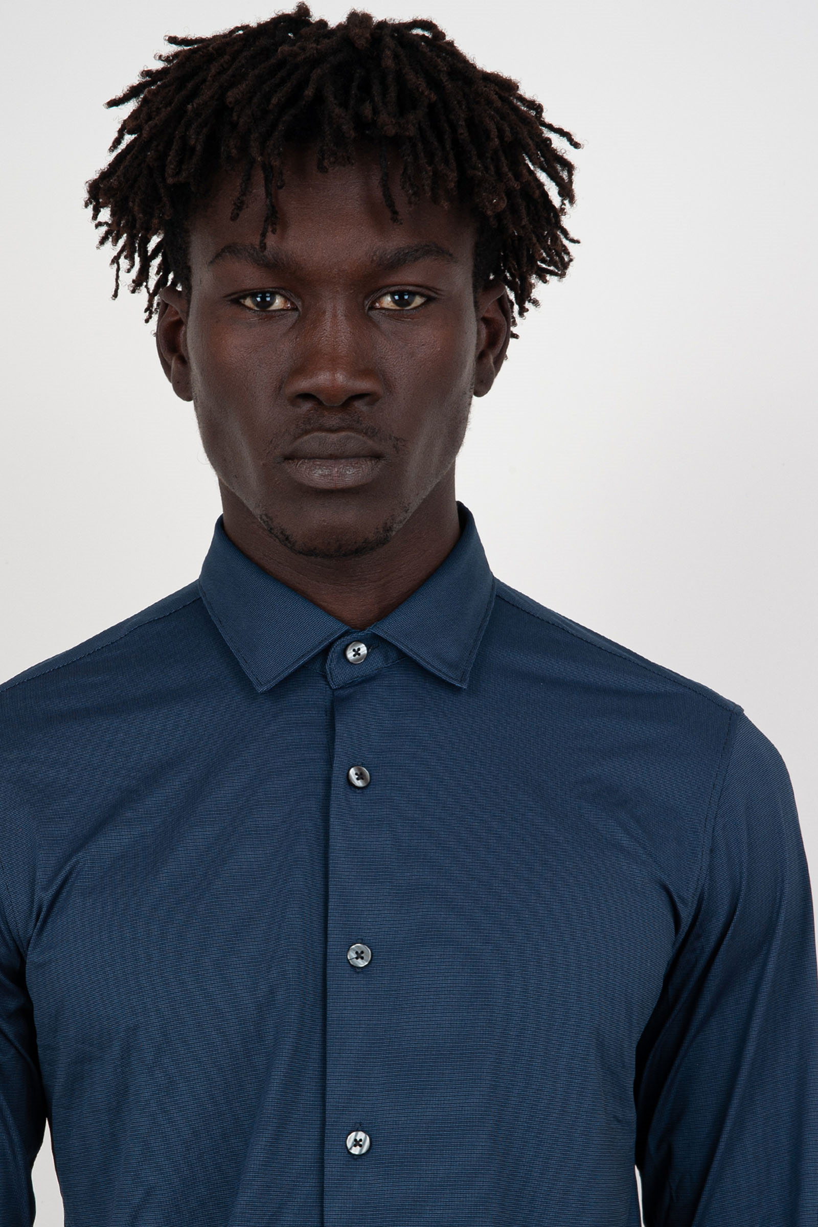 rrd Rrd Camicia Oxford Jacquard Blu Scuro Uomo