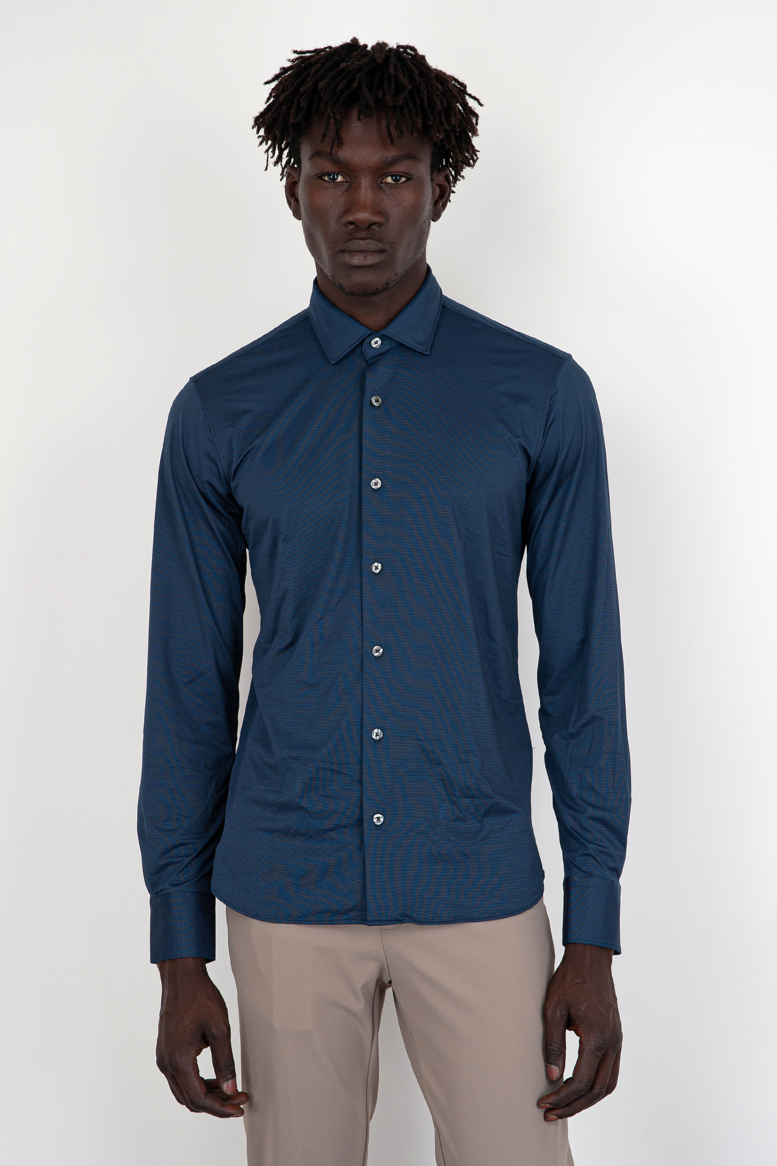 rrd Rrd Camicia Oxford Jacquard Blu Scuro Uomo, view 2