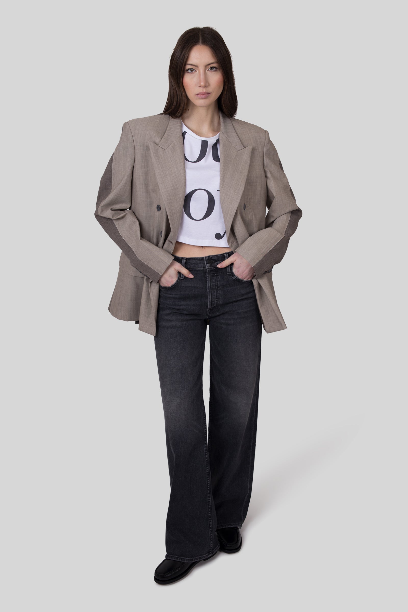 mother Mother Jeans The Smoothie Sneak Nero Donna, view 2