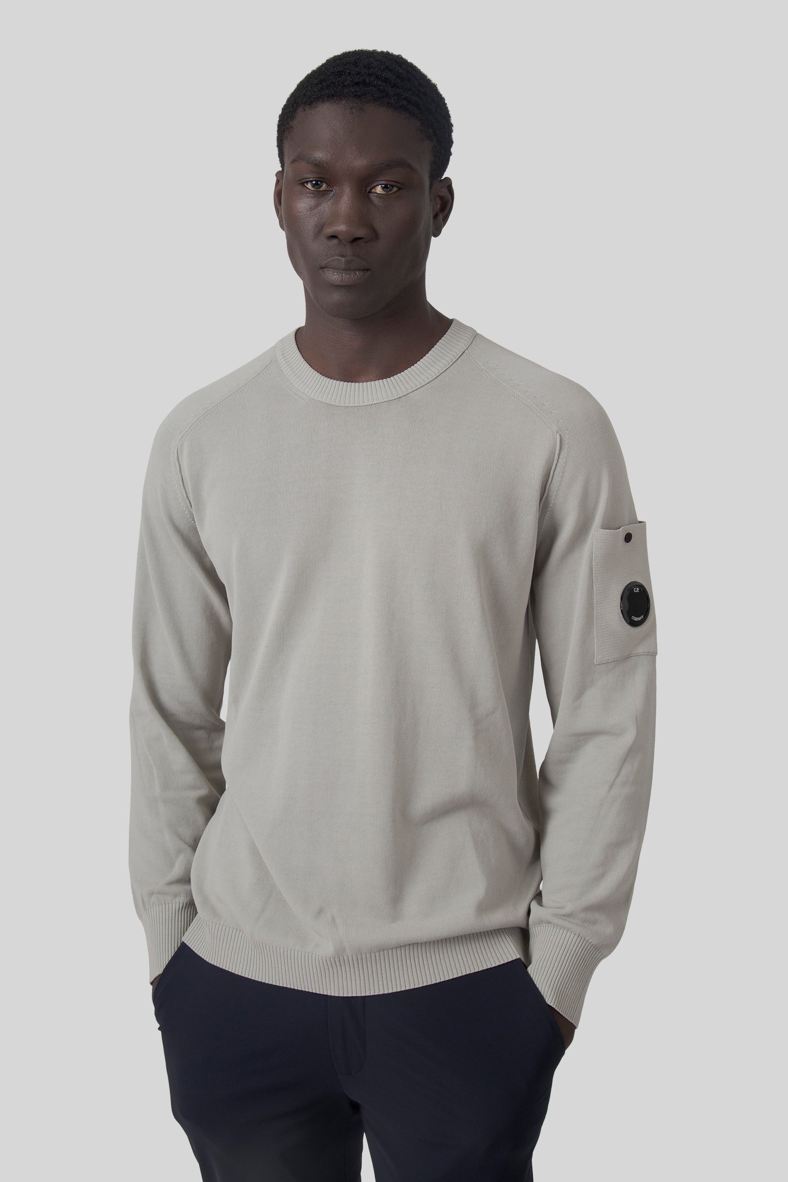 C.P. Company C.p. Company Maglia Cotton Crepe Crewneck Lens Tortora Uomo