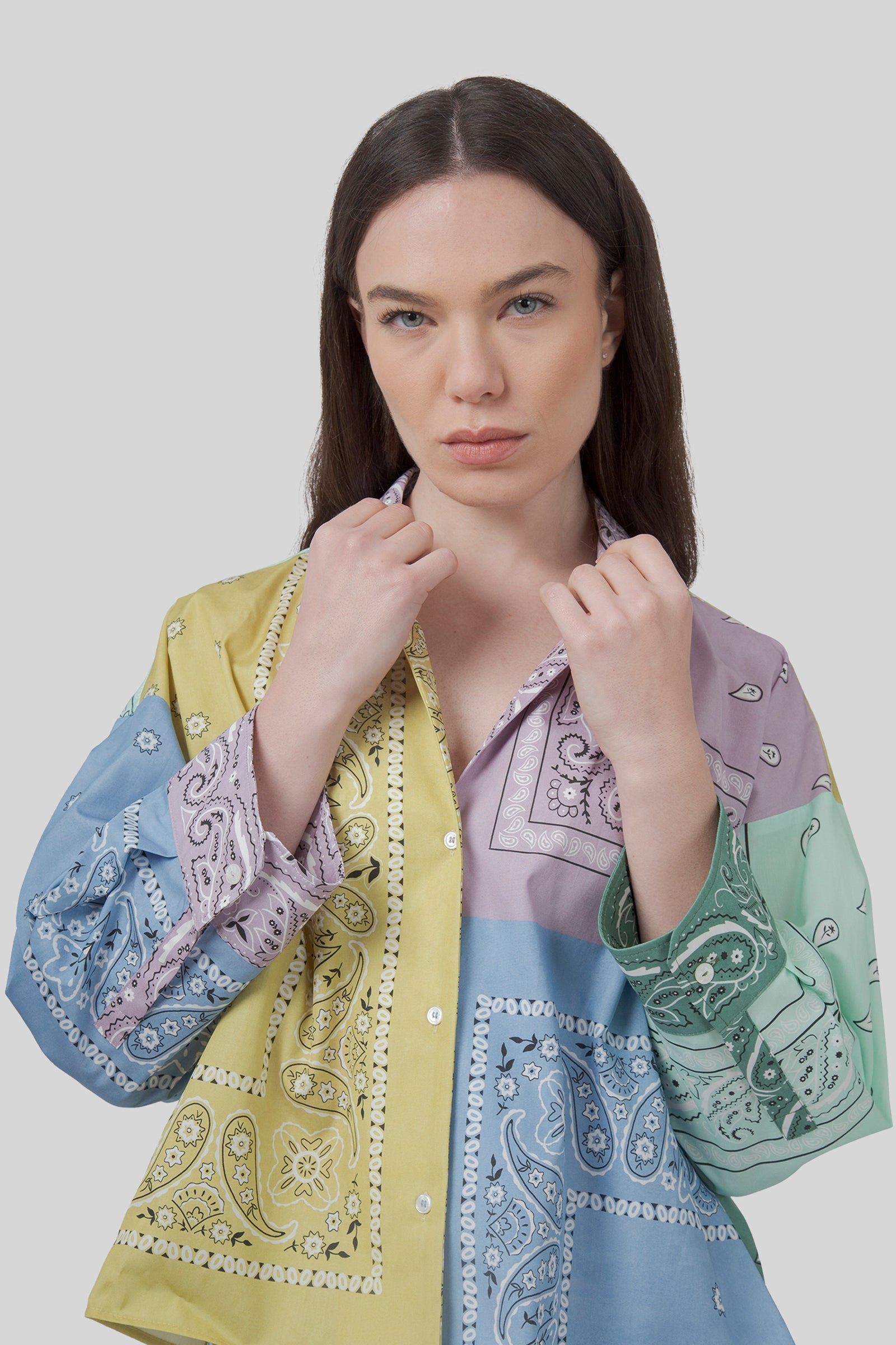 Weekend Max Mara Max Mara Weekend Camicia In Popeline Bandana Patch Lampone Multicolore Donna