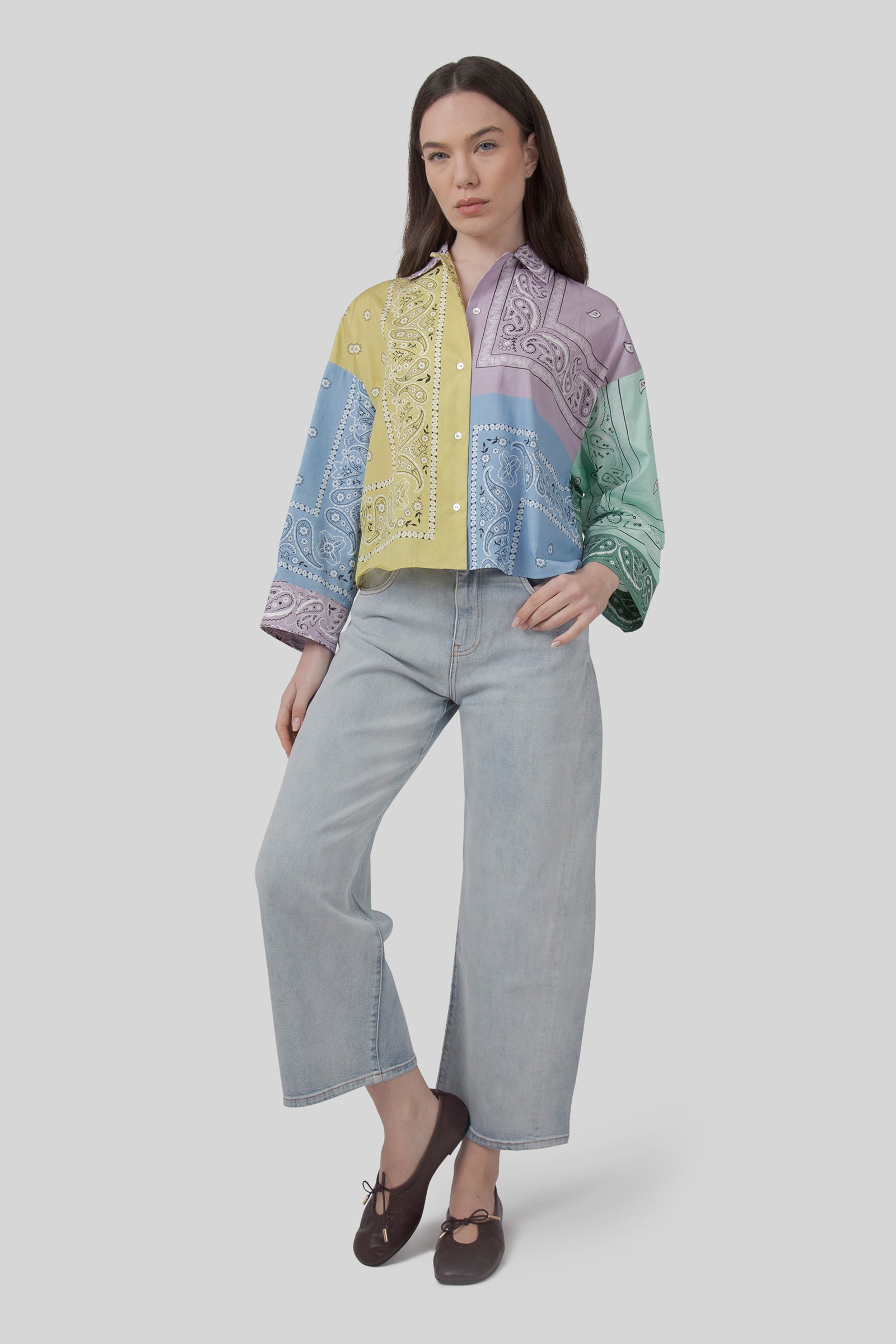 Weekend Max Mara Max Mara Weekend Camicia In Popeline Bandana Patch Lampone Multicolore Donna, view 2