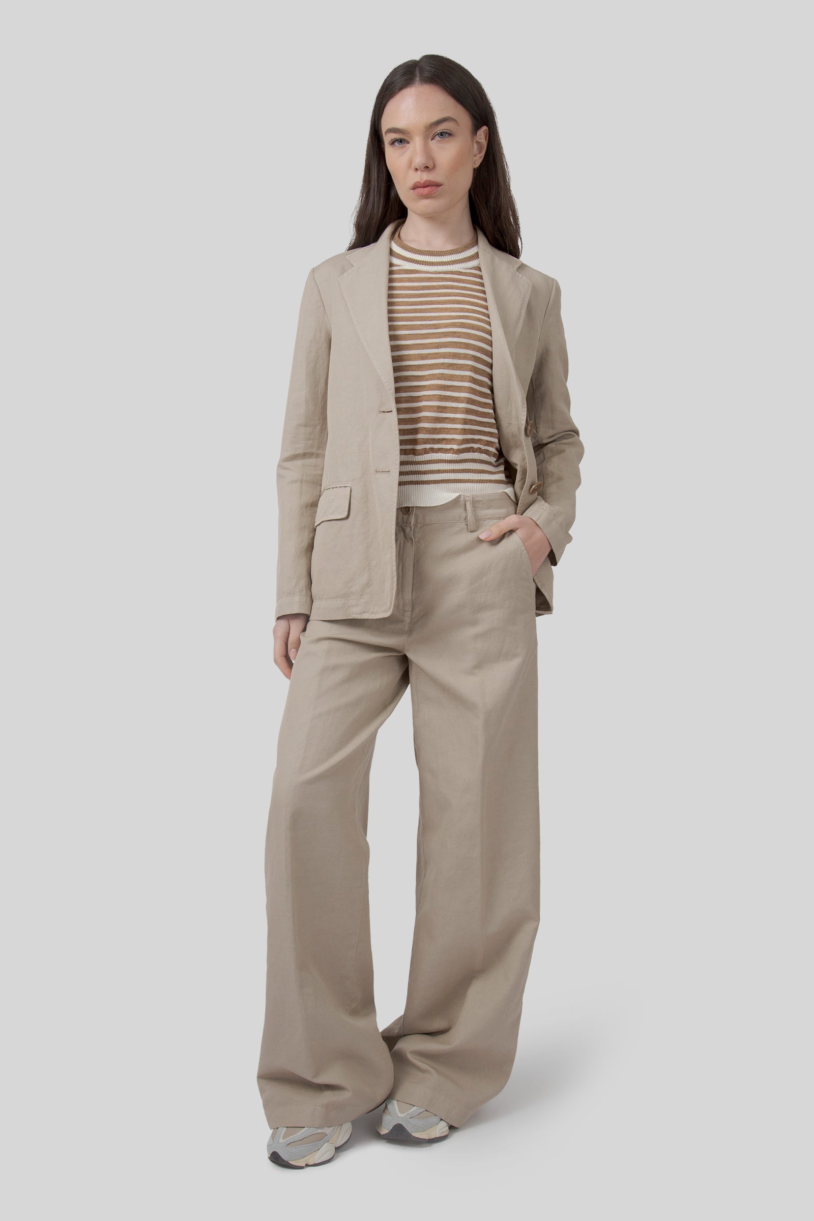 aspesi Aspesi Giacca In Gabardina Cotone E Lino Beige Donna, view 2