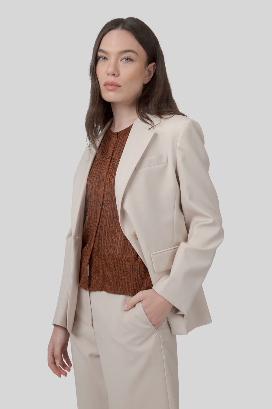 Weekend Max Mara Max Mara Weekend Blazer In Lana Stretch Lamine Avorio Donna, view 5