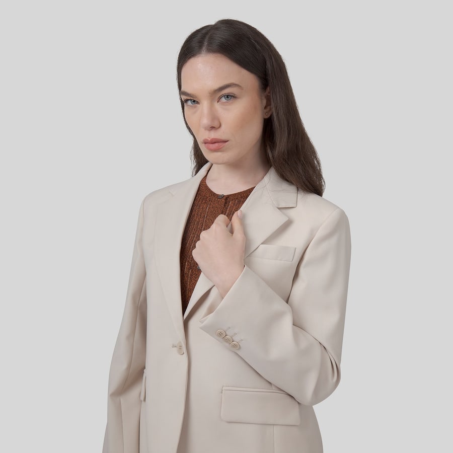 Weekend Max Mara Max Mara Weekend Blazer In Lana Stretch Lamine Avorio Donna, view 8