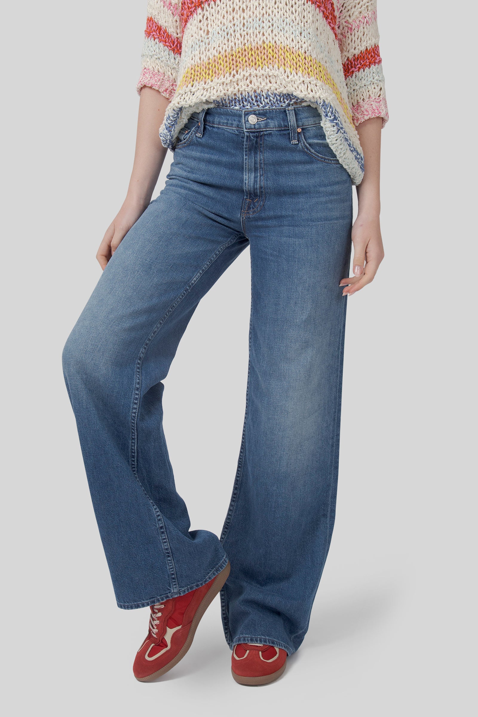mother Mother Jeans The Rerun Zip Sneak Blu Medio Donna