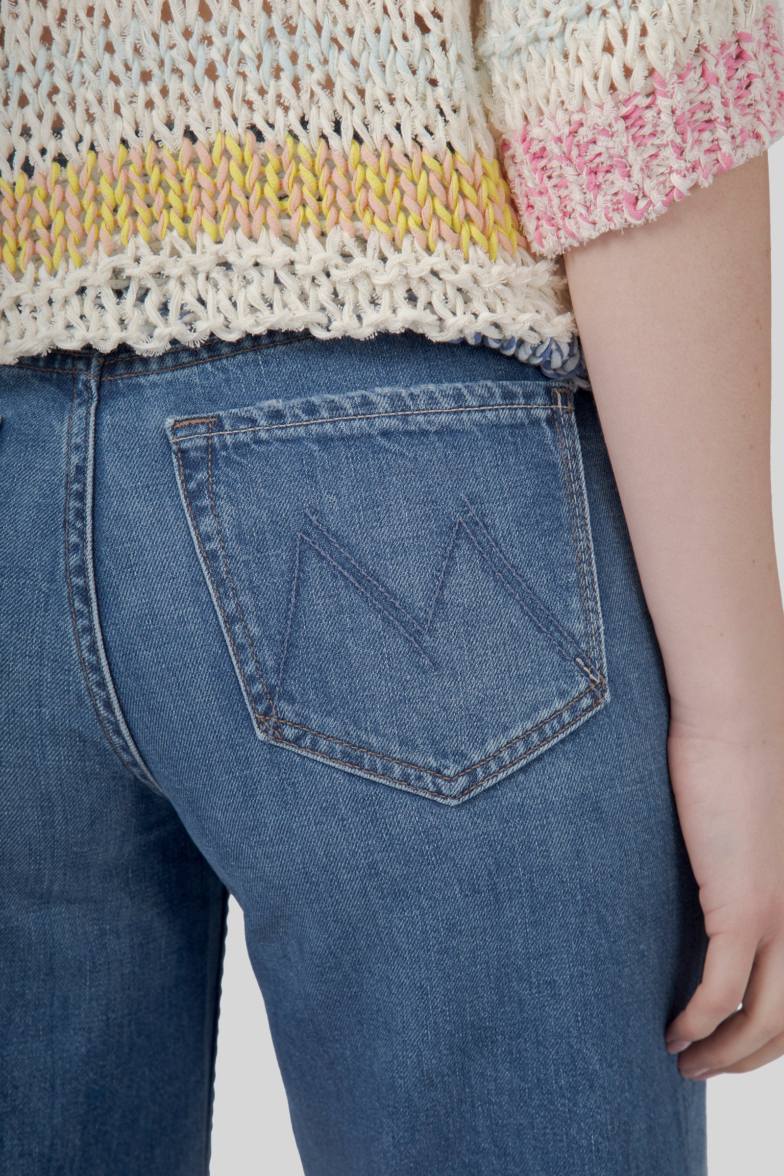 mother Mother Jeans The Rerun Zip Sneak Blu Medio Donna, view 2