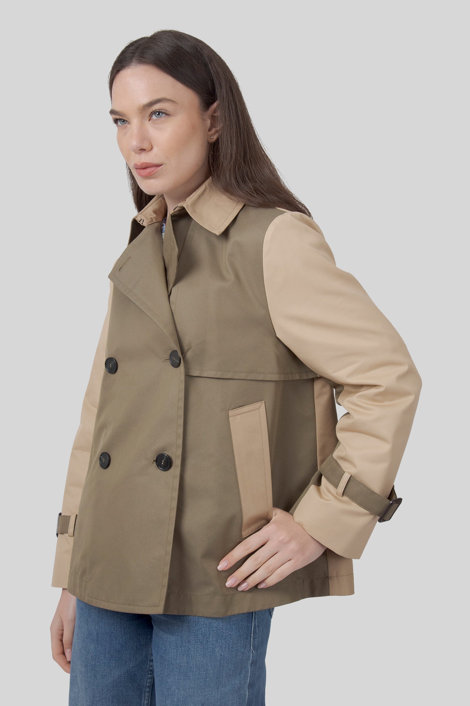 Weekend Max Mara Max Mara Weekend Trench Crop In Gabardina Antigoccia Biglia Fango Donna
