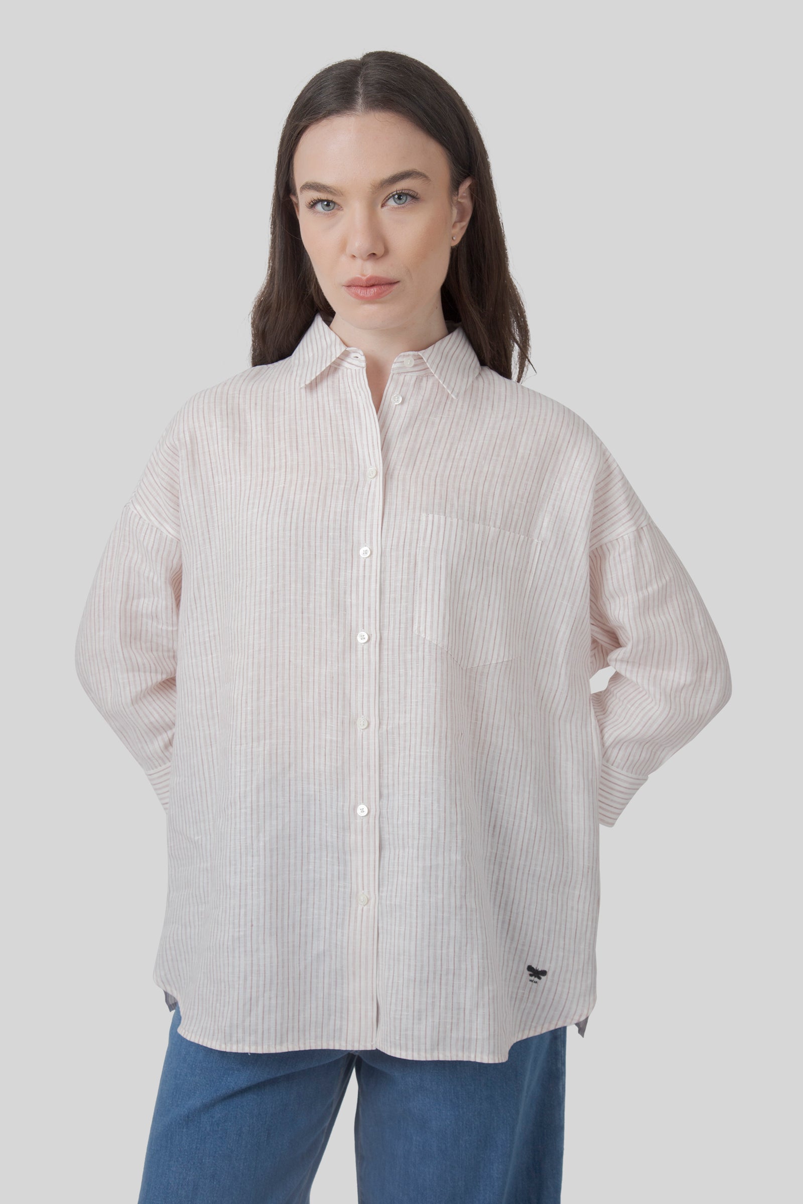 Weekend Max Mara Max Mara Weekend Camicia Panetto Riga Bianco/rosa Donna