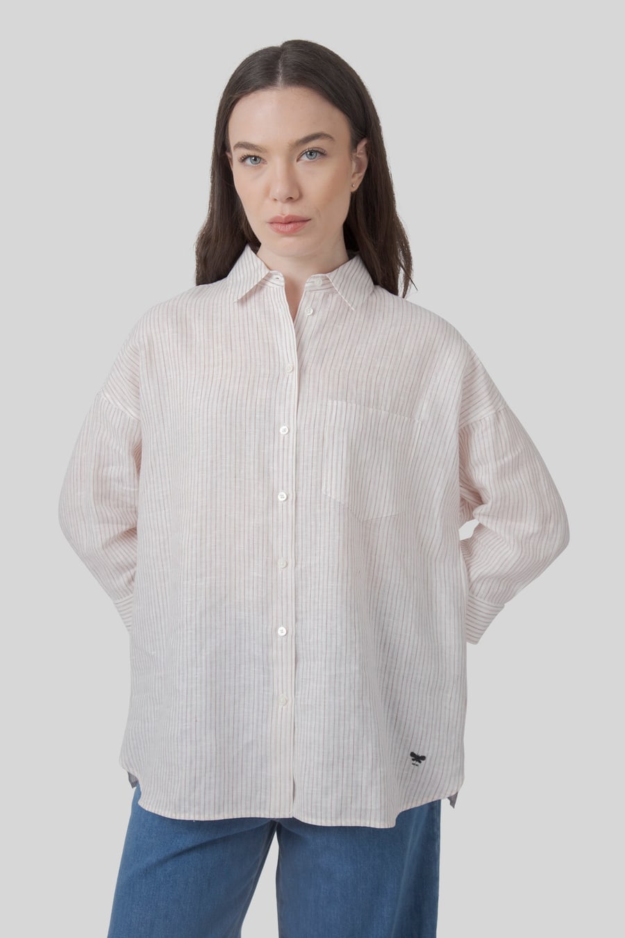Weekend Max Mara Max Mara Weekend Camicia Panetto Riga Bianco/rosa Donna
