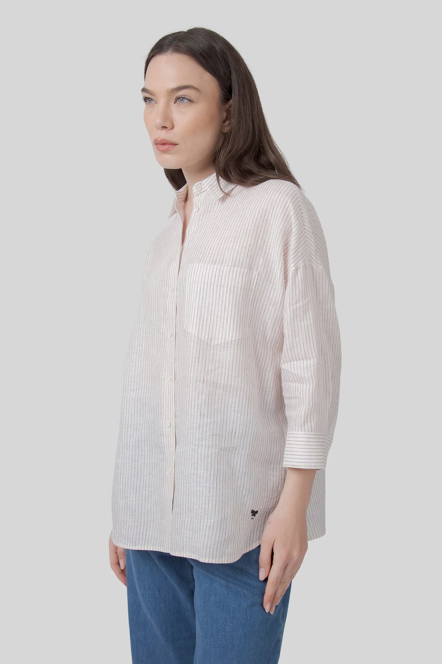 Weekend Max Mara Max Mara Weekend Camicia Panetto Riga Bianco/rosa Donna, view 3