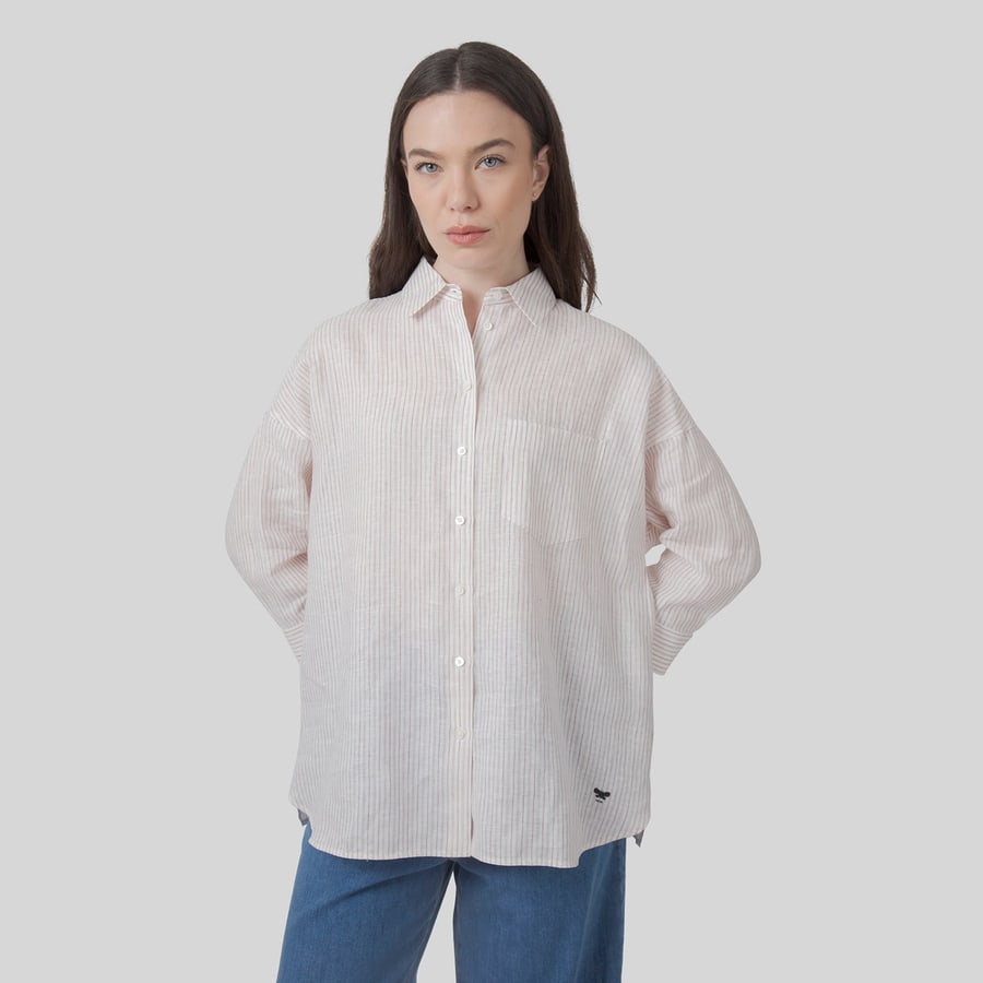 Weekend Max Mara Max Mara Weekend Camicia Panetto Riga Bianco/rosa Donna, view 7