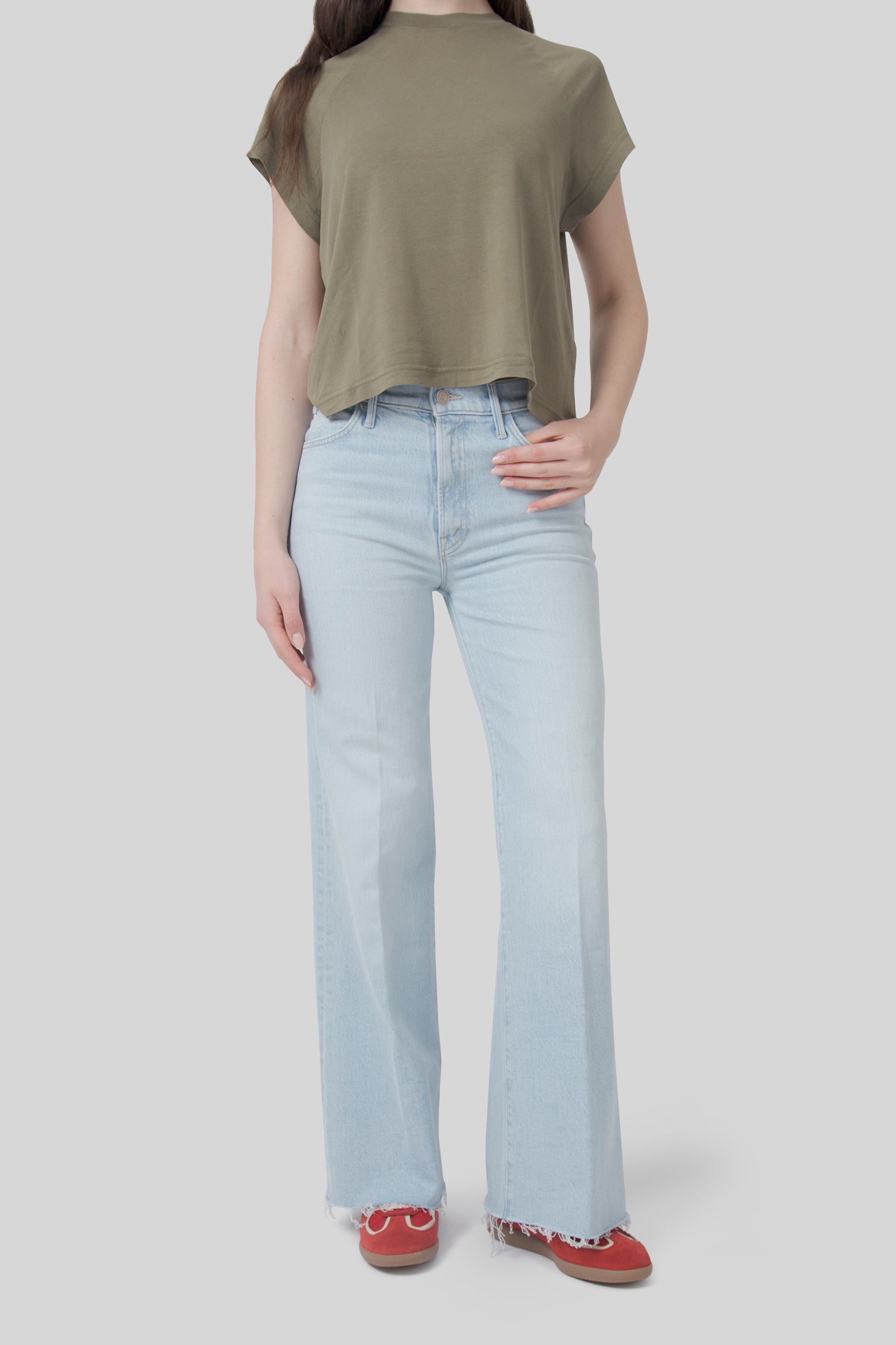 mother Mother Jeans The Hustler Roller Skimp Fray Blu Chiaro Donna