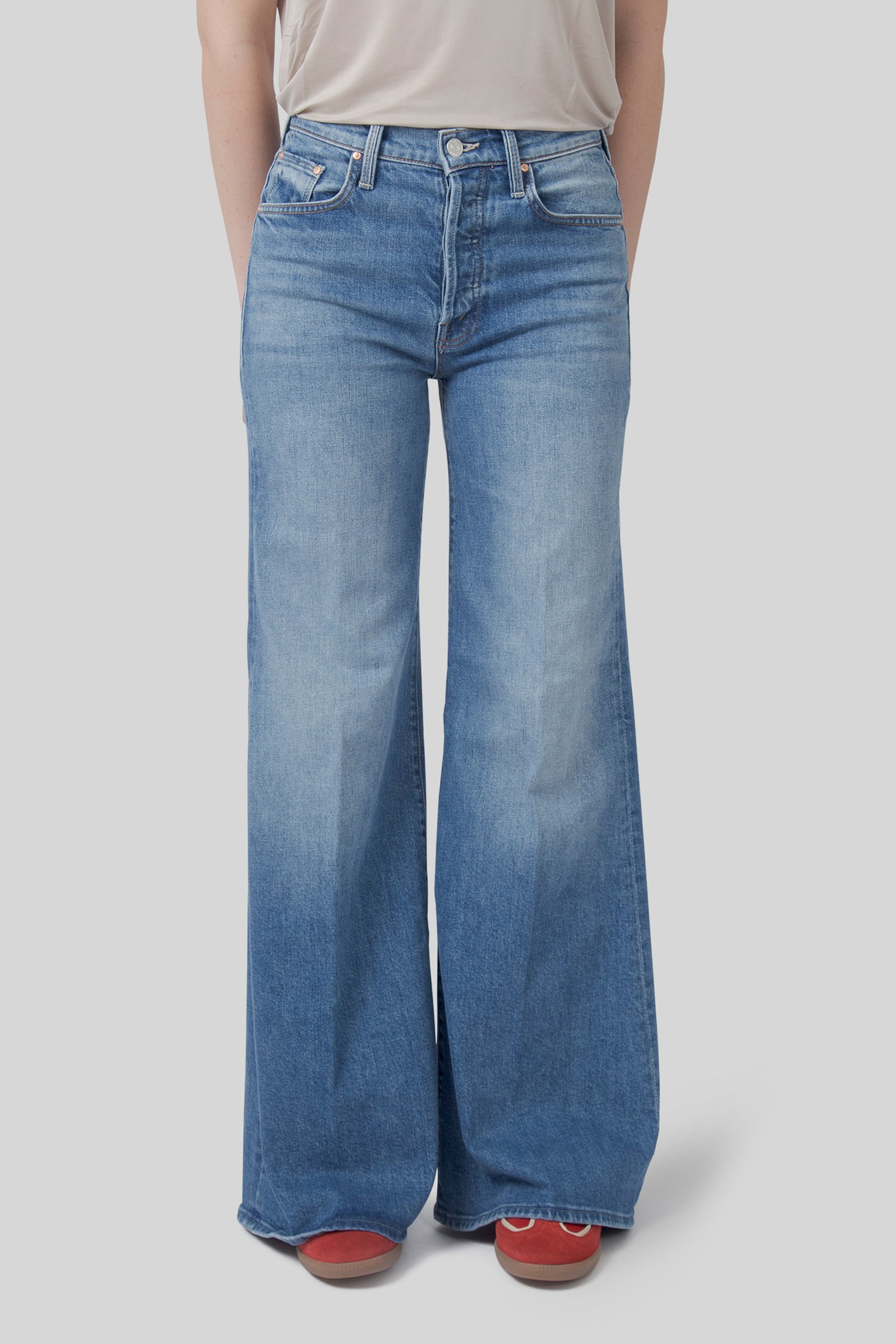 mother Mother Jeans The Tomcat Roller Sneak Blu Medio Donna