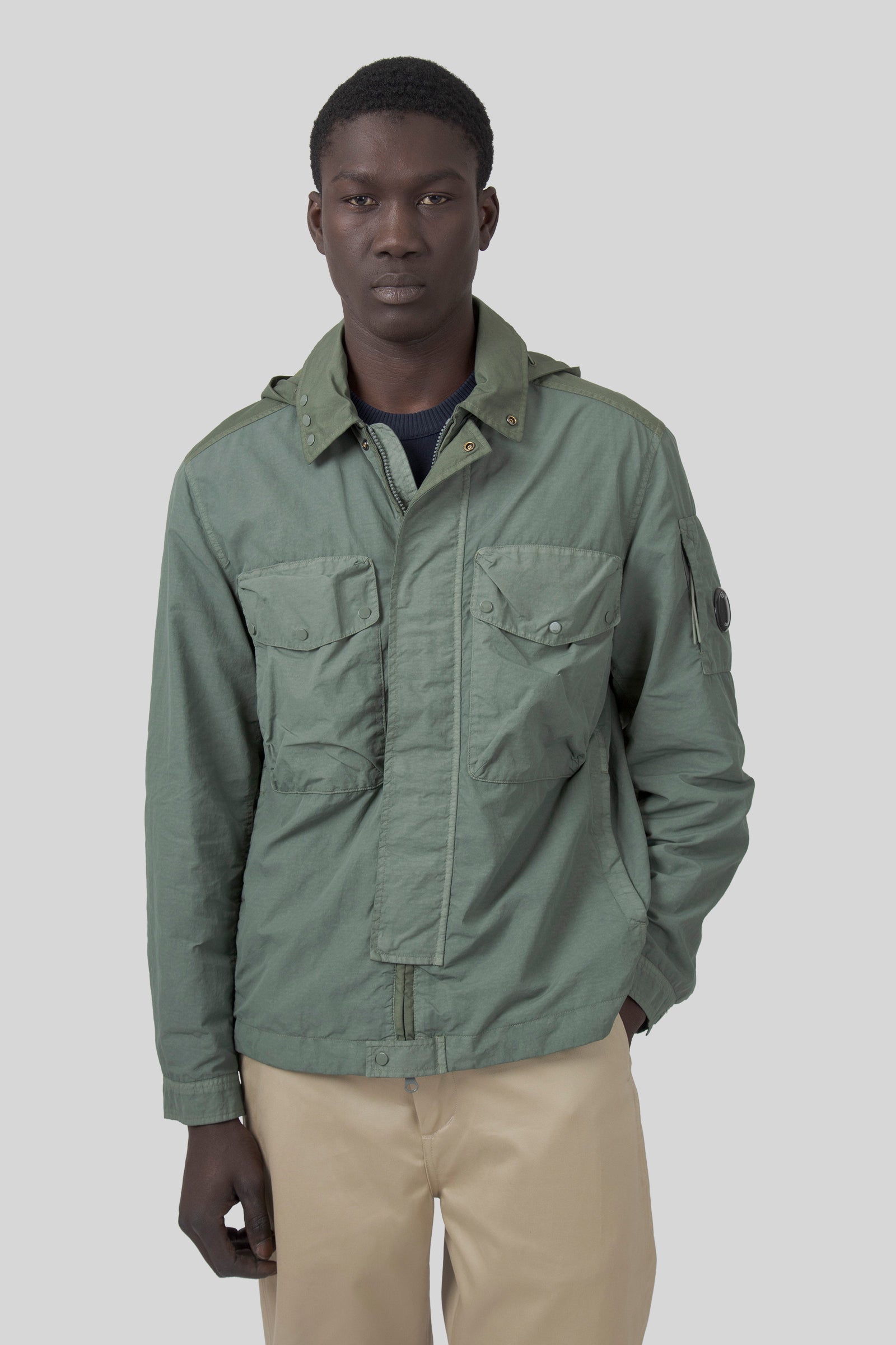 C.P. Company C.p. Company Overshirt Flatt Nylon Mixed Goggle Verde Uomo
