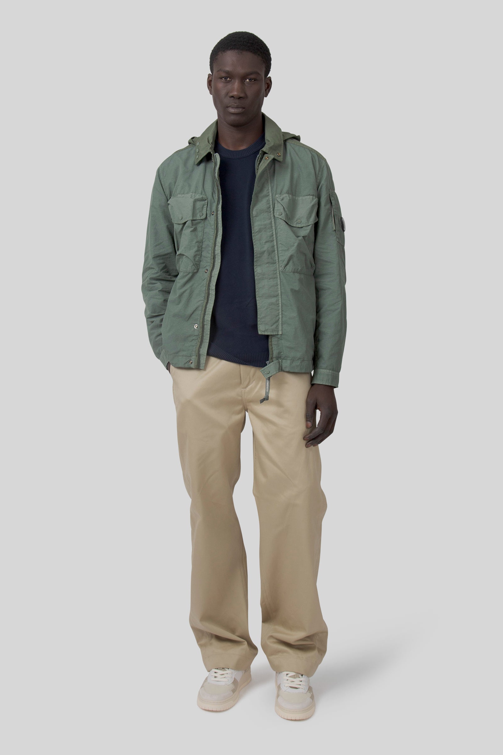 C.P. Company C.p. Company Overshirt Flatt Nylon Mixed Goggle Verde Uomo, view 2