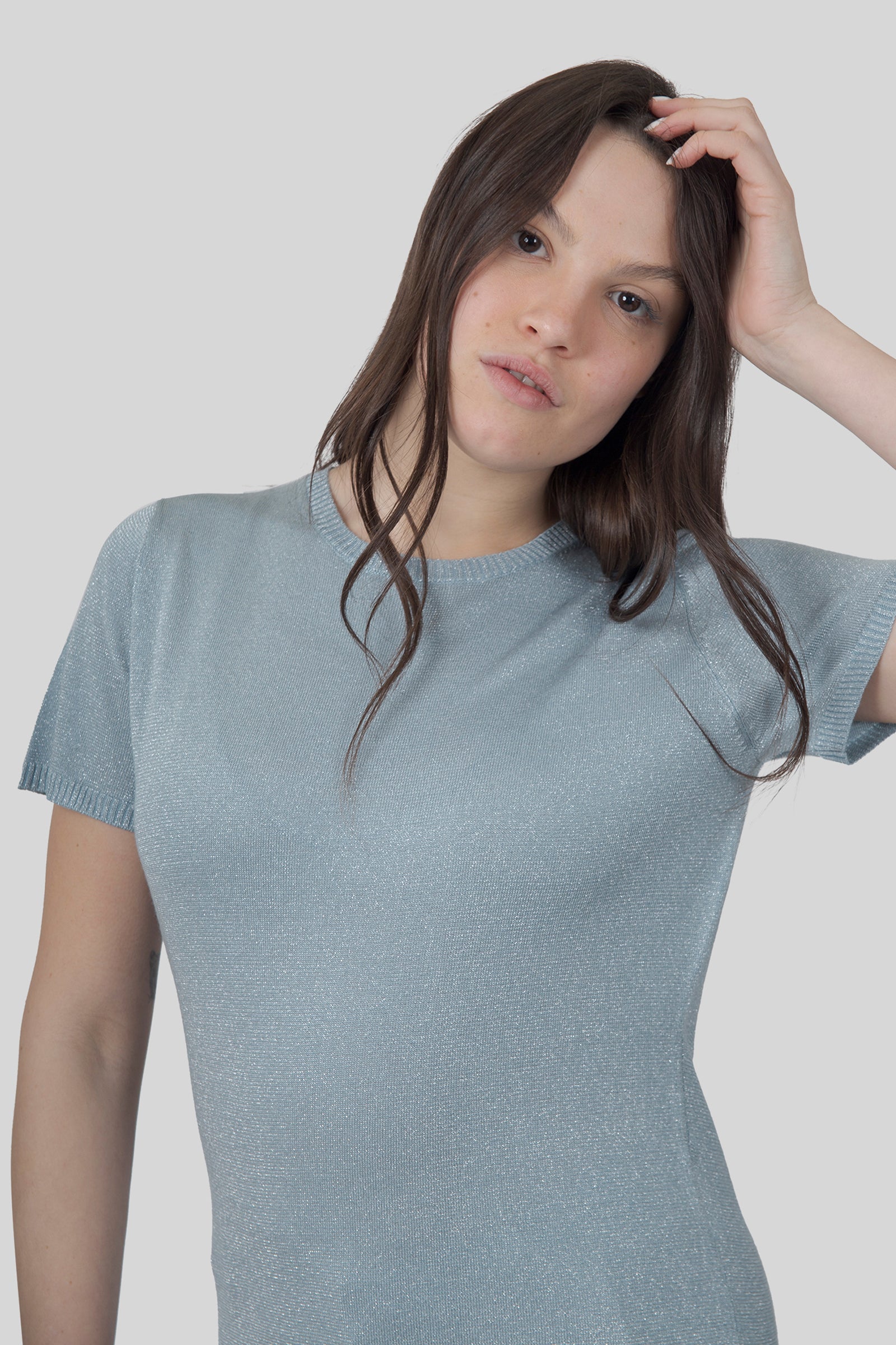 absolut cashmere Absolut Cashmere Maglia Maria Glitter Verde Acqua Donna