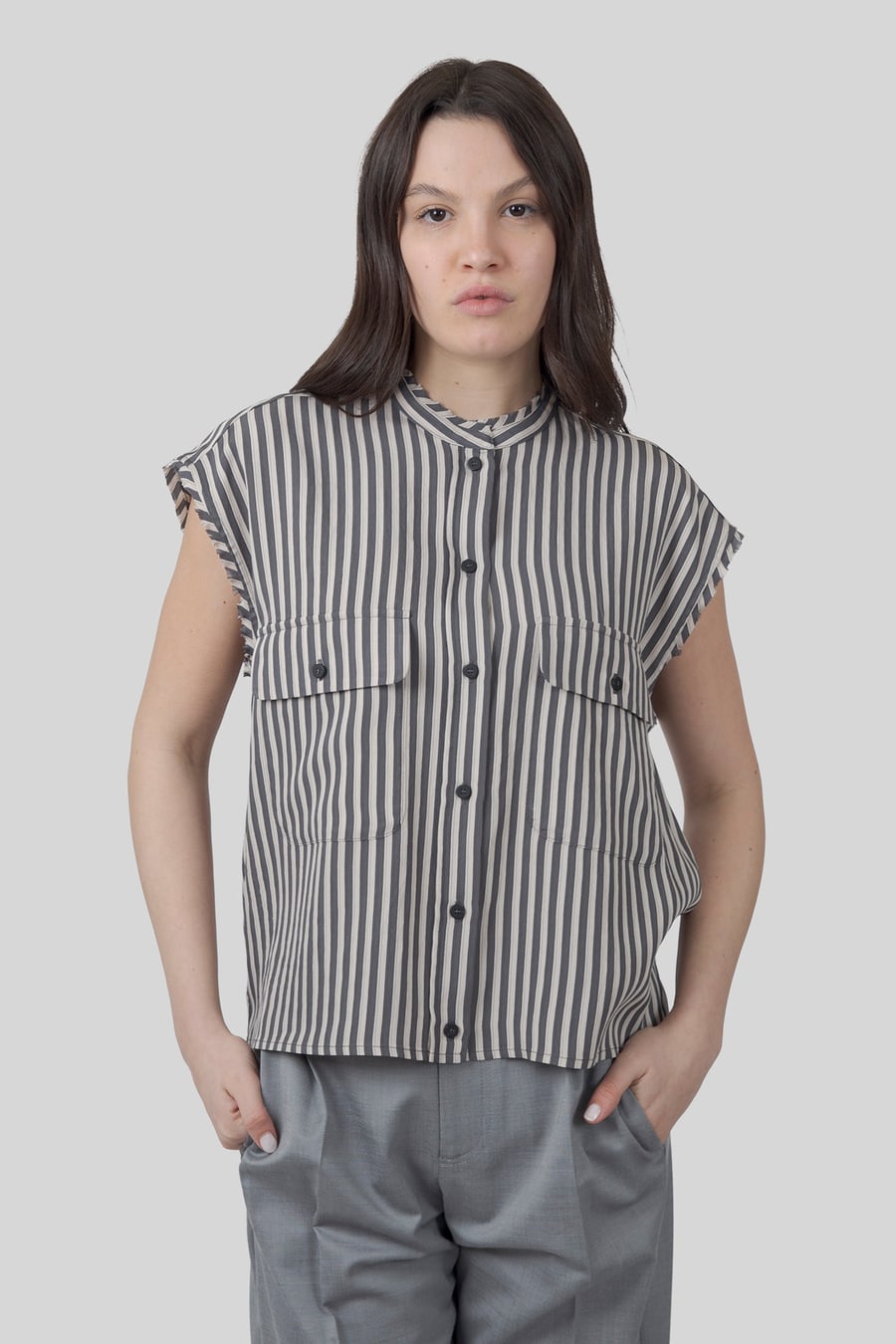 tela Tela Camicia Samba Grigio Donna, view 3
