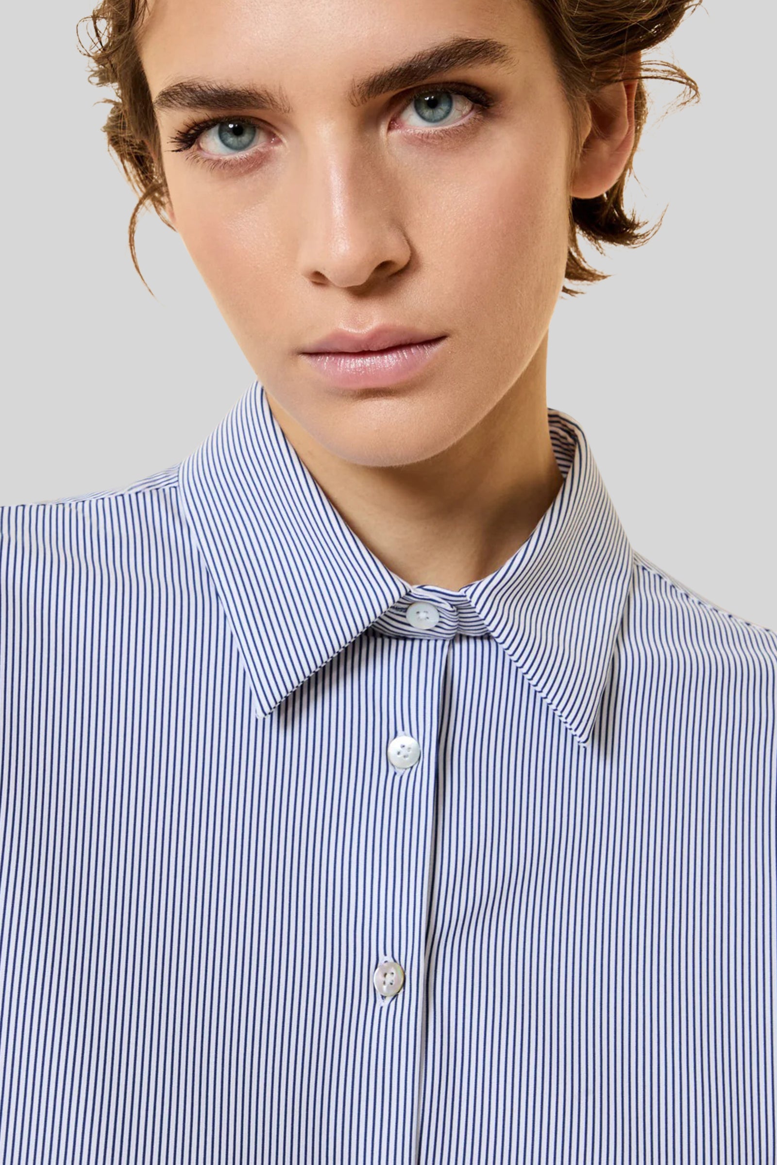 rrd Rrd Oxford Jacquard Stripe Boyfriend Wom Shirt Bianco/blu Donna, view 2