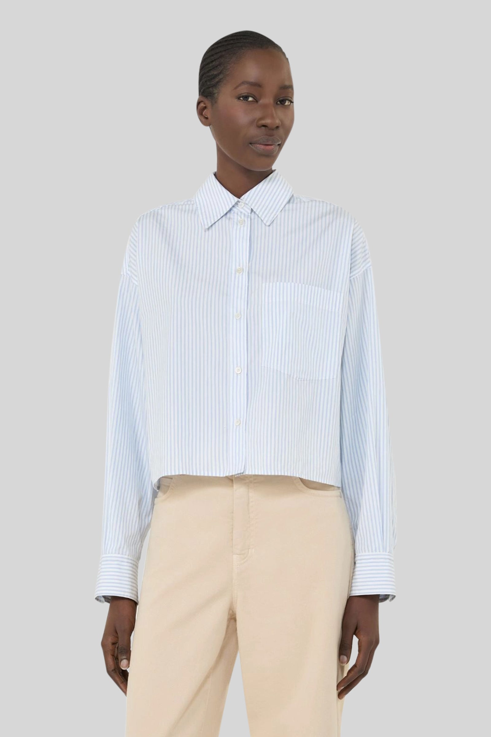 Weekend Max Mara Max Mara Weekend Camicia Eden In Popeline Bianco/azzurro Donna