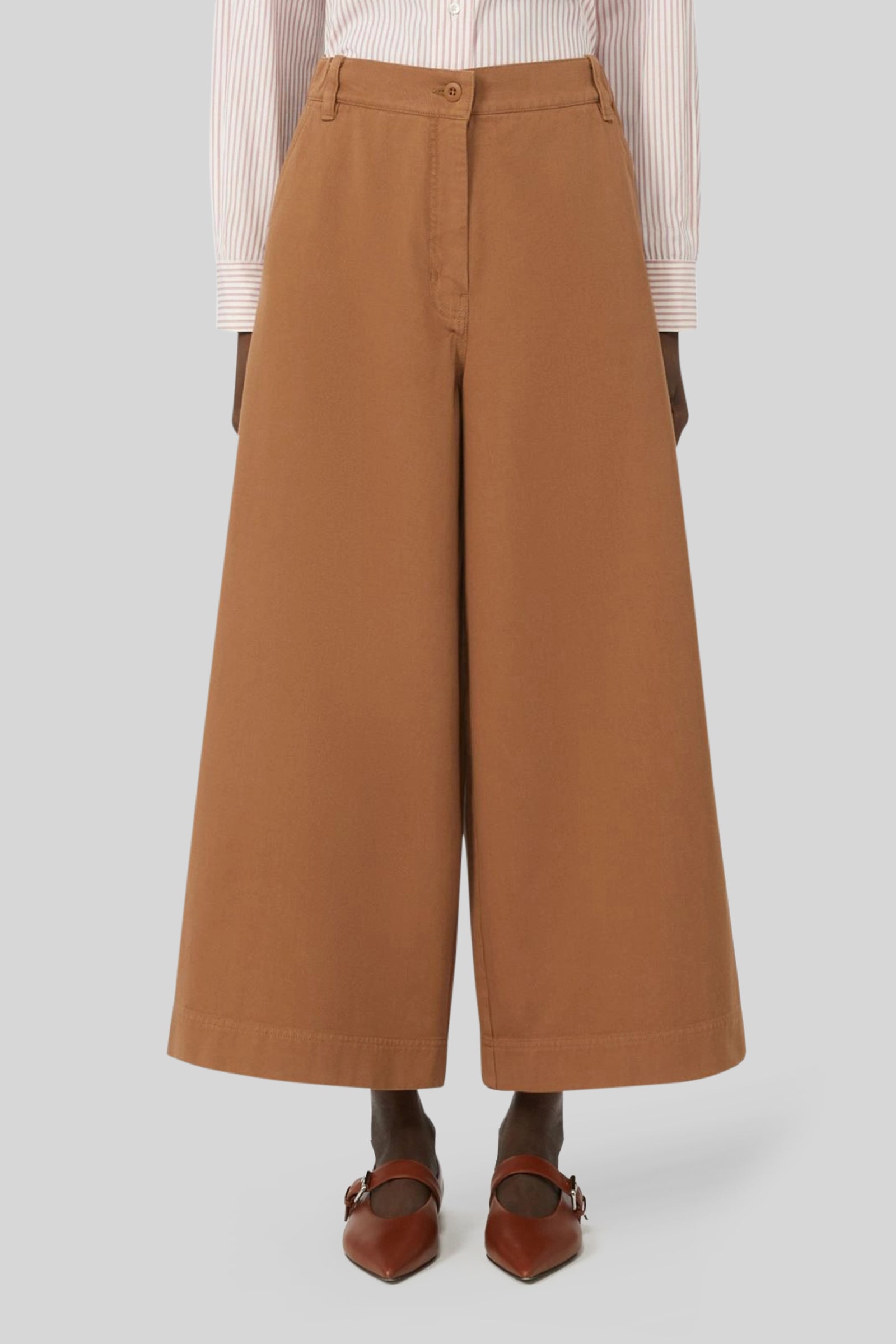 Weekend Max Mara Max Mara Weekend Pantalone Ariete In Drill Di Cotone Cuoio Donna