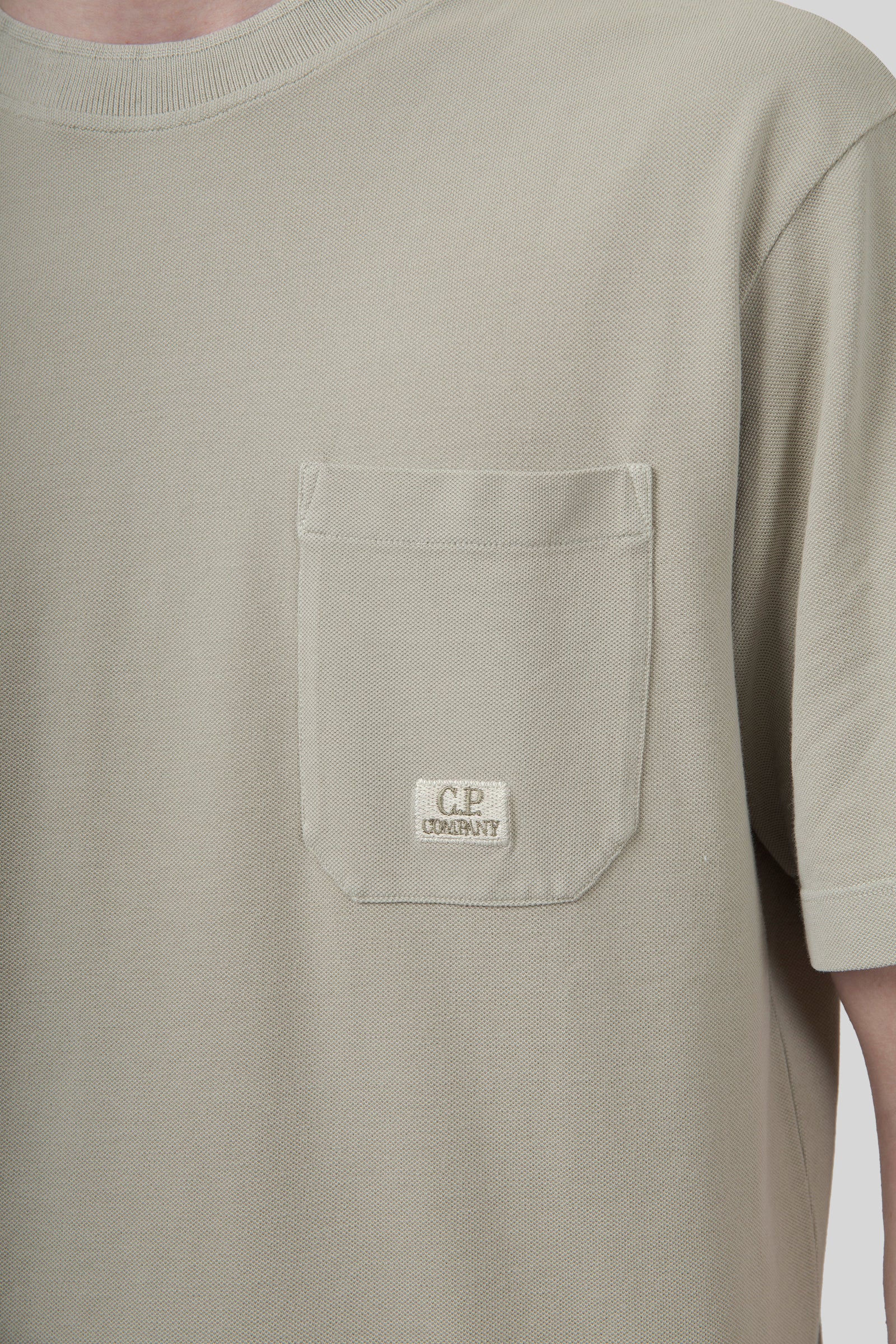 C.P. Company C.p. Company T-shirt 24/1 Piquet Pigment Dyed Tortora Uomo, view 2