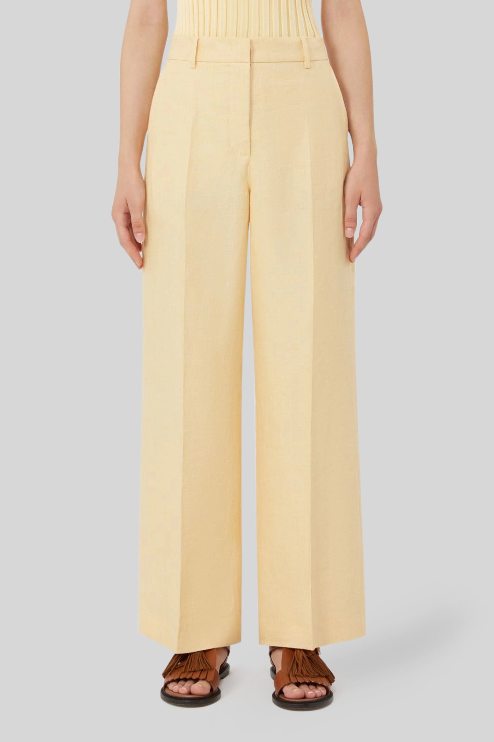 Weekend Max Mara Max Mara Weekend Pantalone In Canvas Di Lino Malizia Giallo Donna