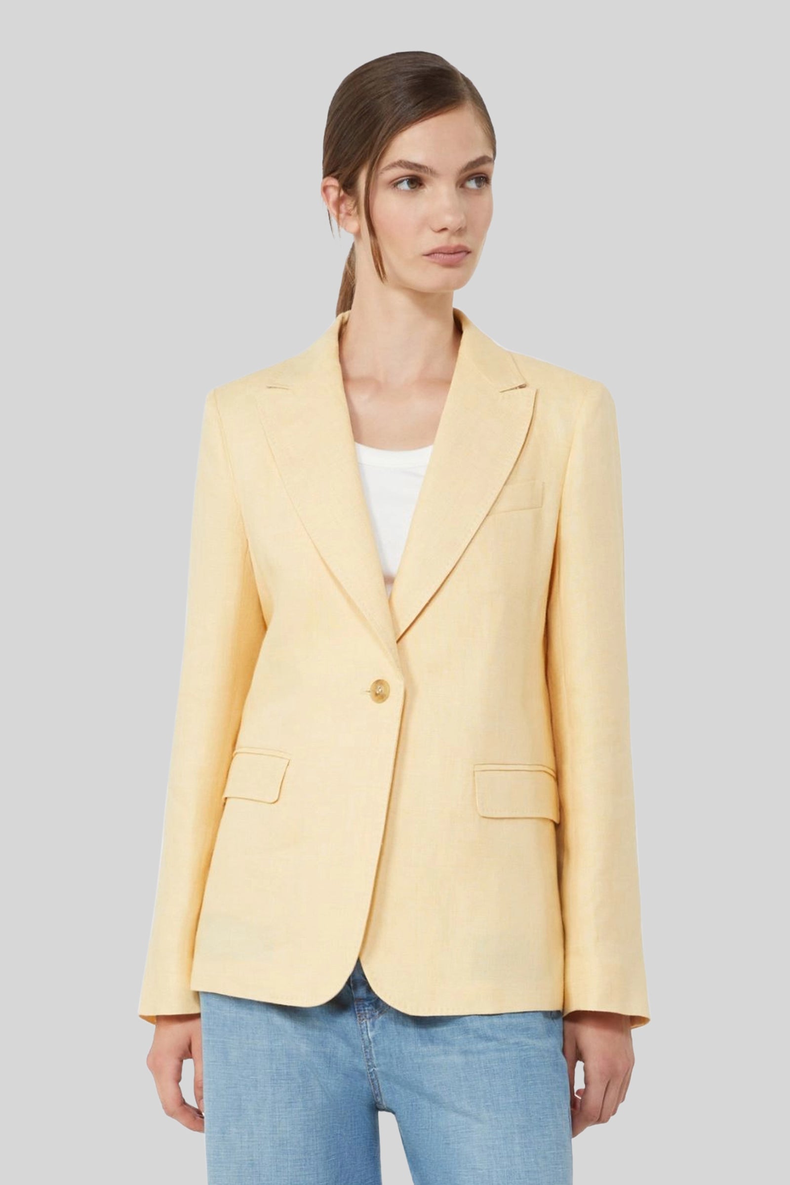Weekend Max Mara Max Mara Weekend Blazer In Canvas Di Lino Nalut Giallo Donna