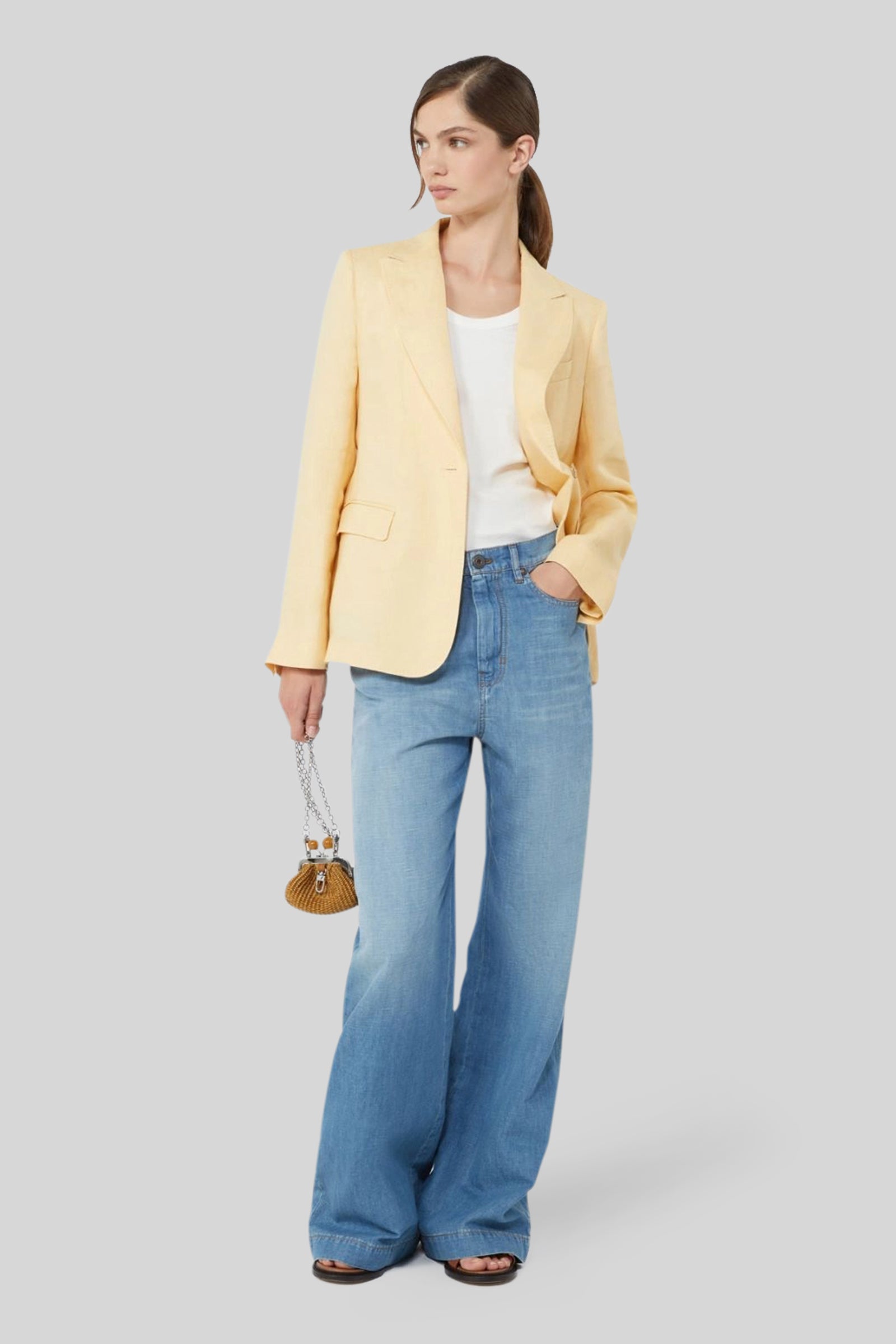 Weekend Max Mara Max Mara Weekend Blazer In Canvas Di Lino Nalut Giallo Donna, view 2